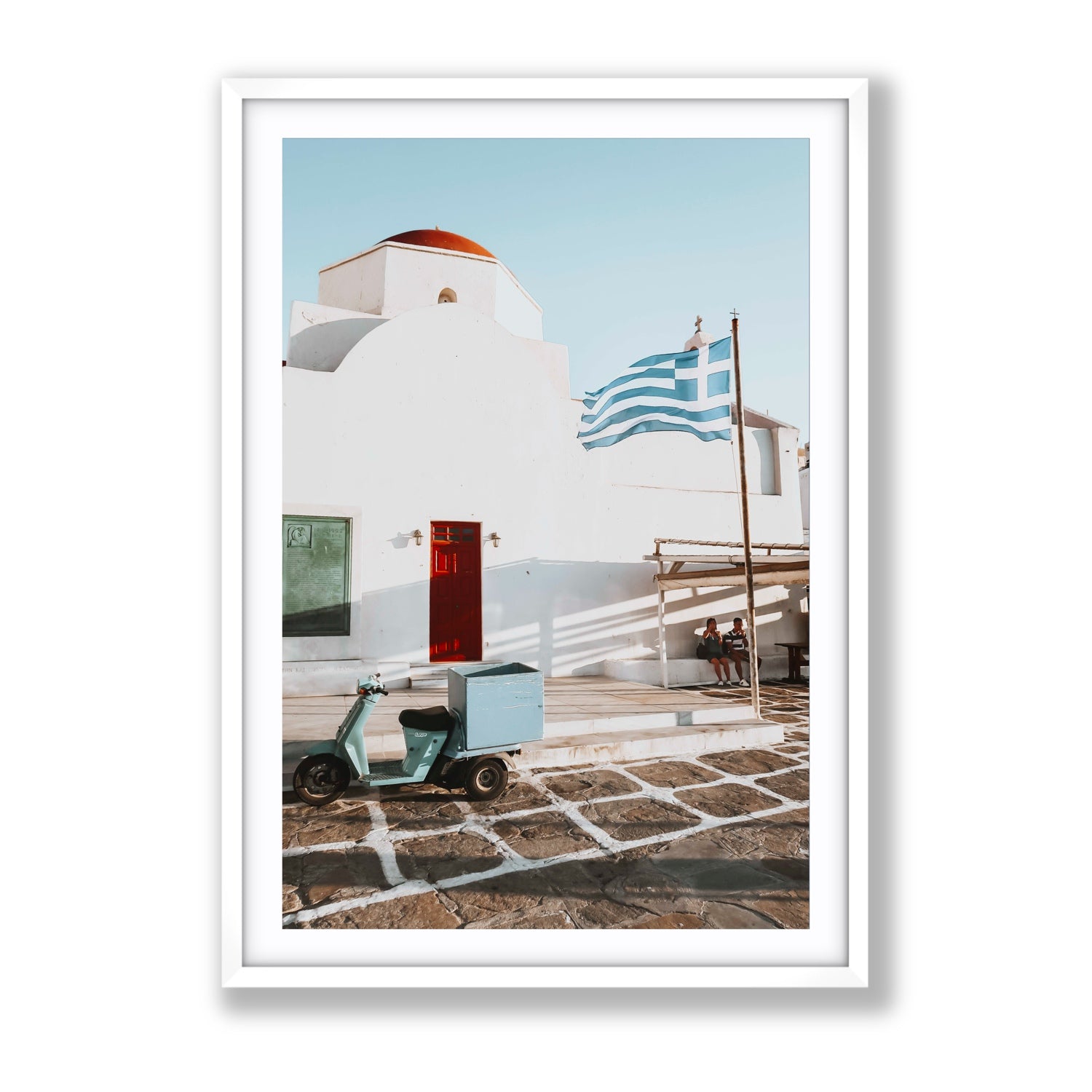 Mykonos Postcard fine art print, Mykonos, Greece, Gallery, White Frame · Matboard, Fine Art Print