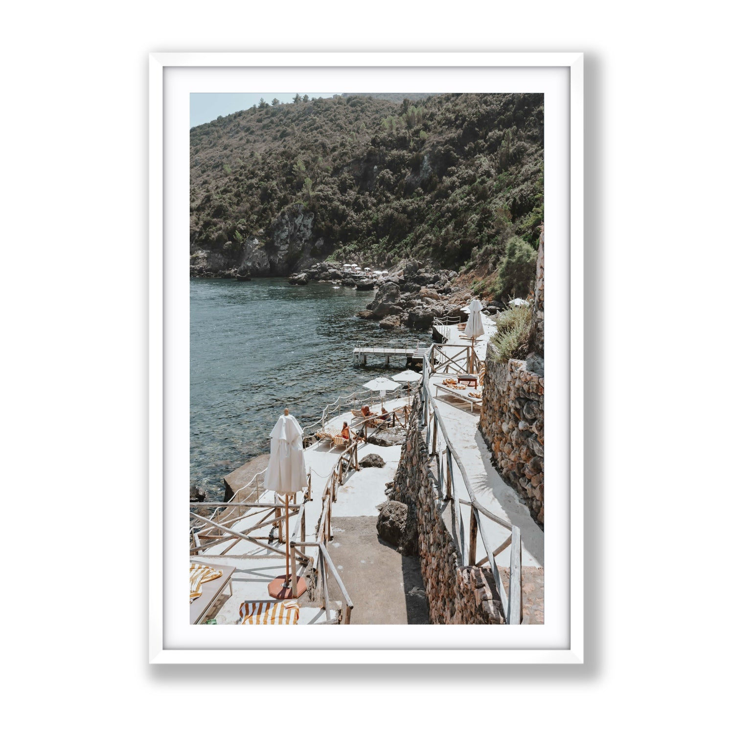 L'Estate Tuscany coastal Italian wall art Gallery fine art print in white frame with matboard