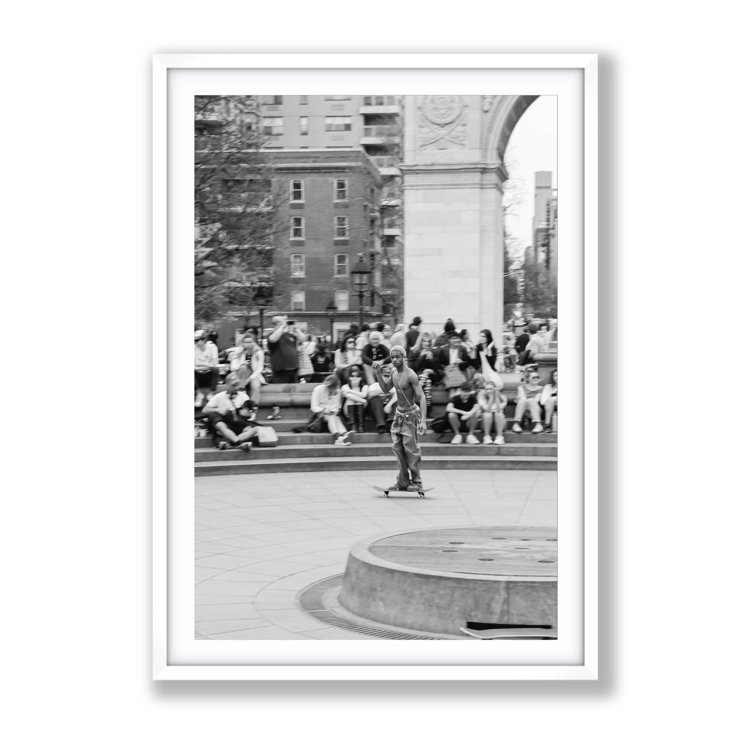 Parkside Pirouettes New York NYC Black & White wall art Gallery fine art print in white frame with matboard