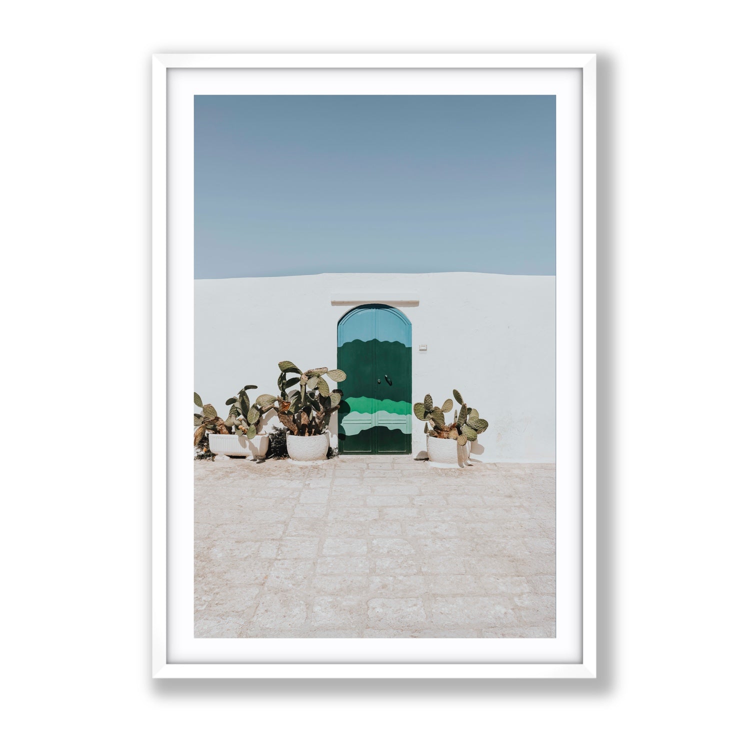 Imaginary Exit Puglia Mediterranean wall art Gallery fine art print in white frame with matboard