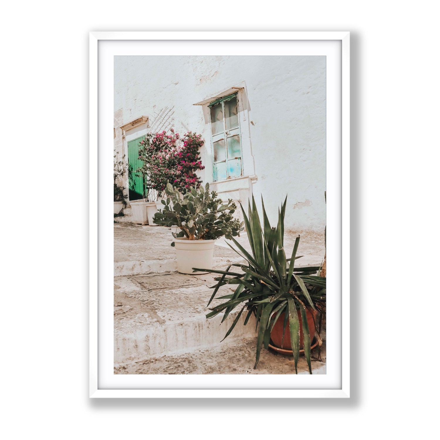 Giardino Segreto Puglia Ostuni wall art Gallery fine art print in white frame with matboard