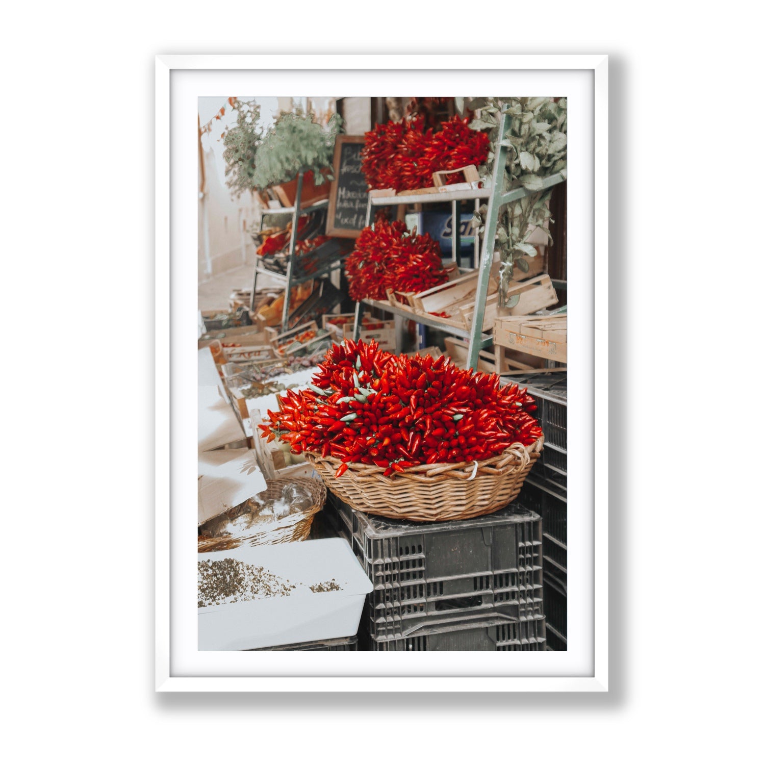 Fiery Cluster Puglia Italian wall art Gallery fine art print in white frame with matboard