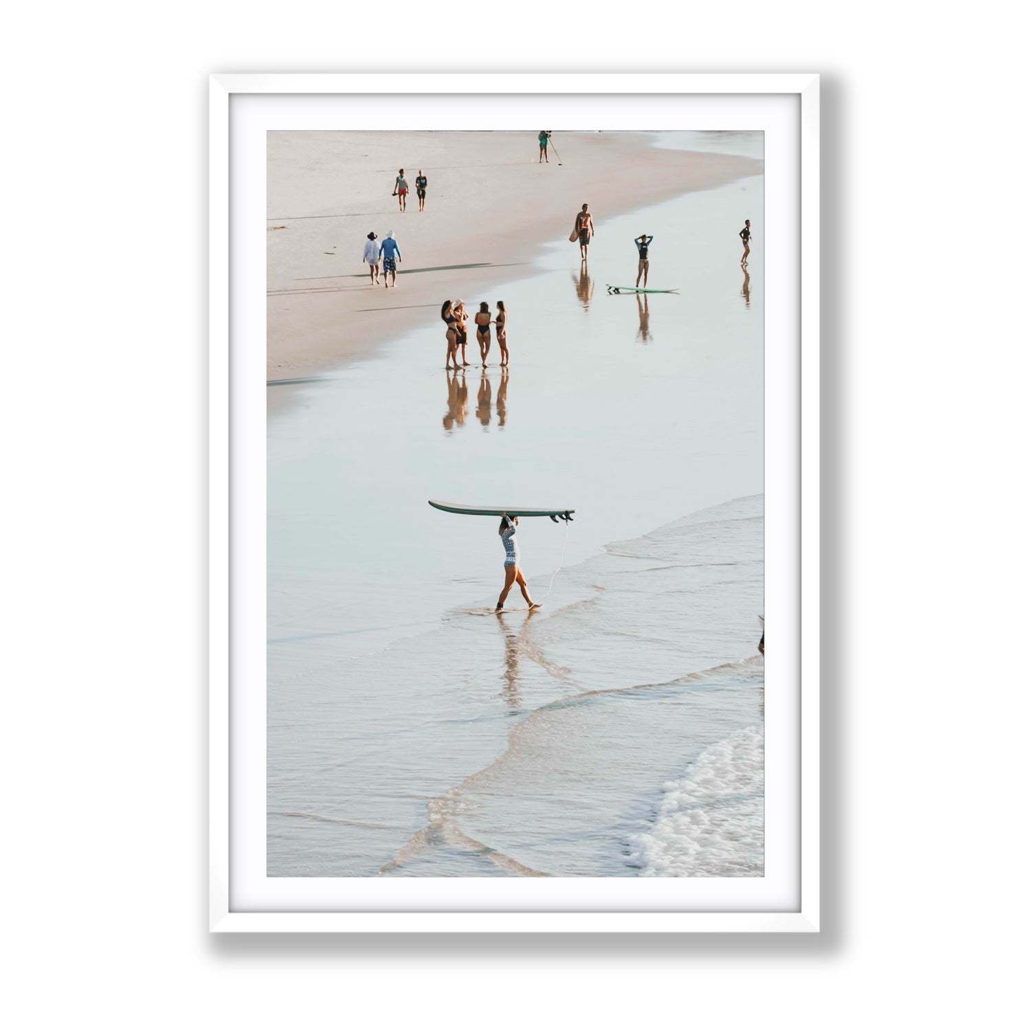 Bailey Byron Bay beach coastal decor wall art Gallery fine art print in white frame with matboard