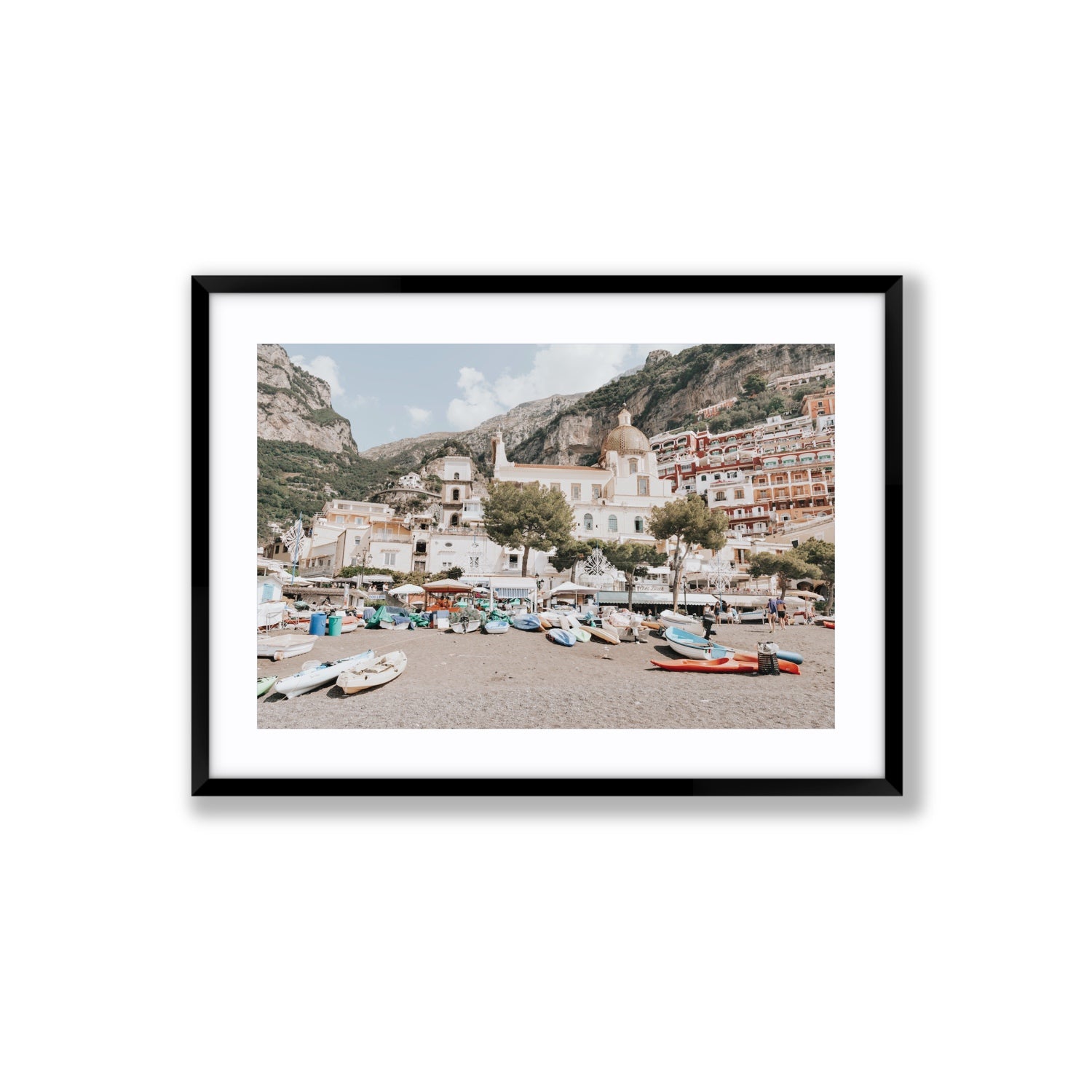 Pastel Paradise fine art print, Positano, Italy, Large, Black Frame · Matboard, Fine Art Print