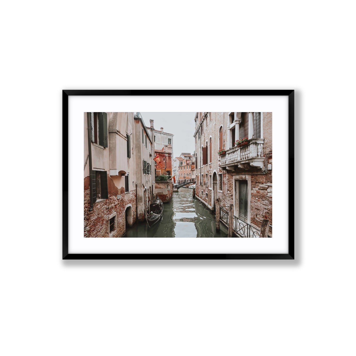 Venetian Gothic Venice Canal Italian wall art Large fine art print in black frame with matboard