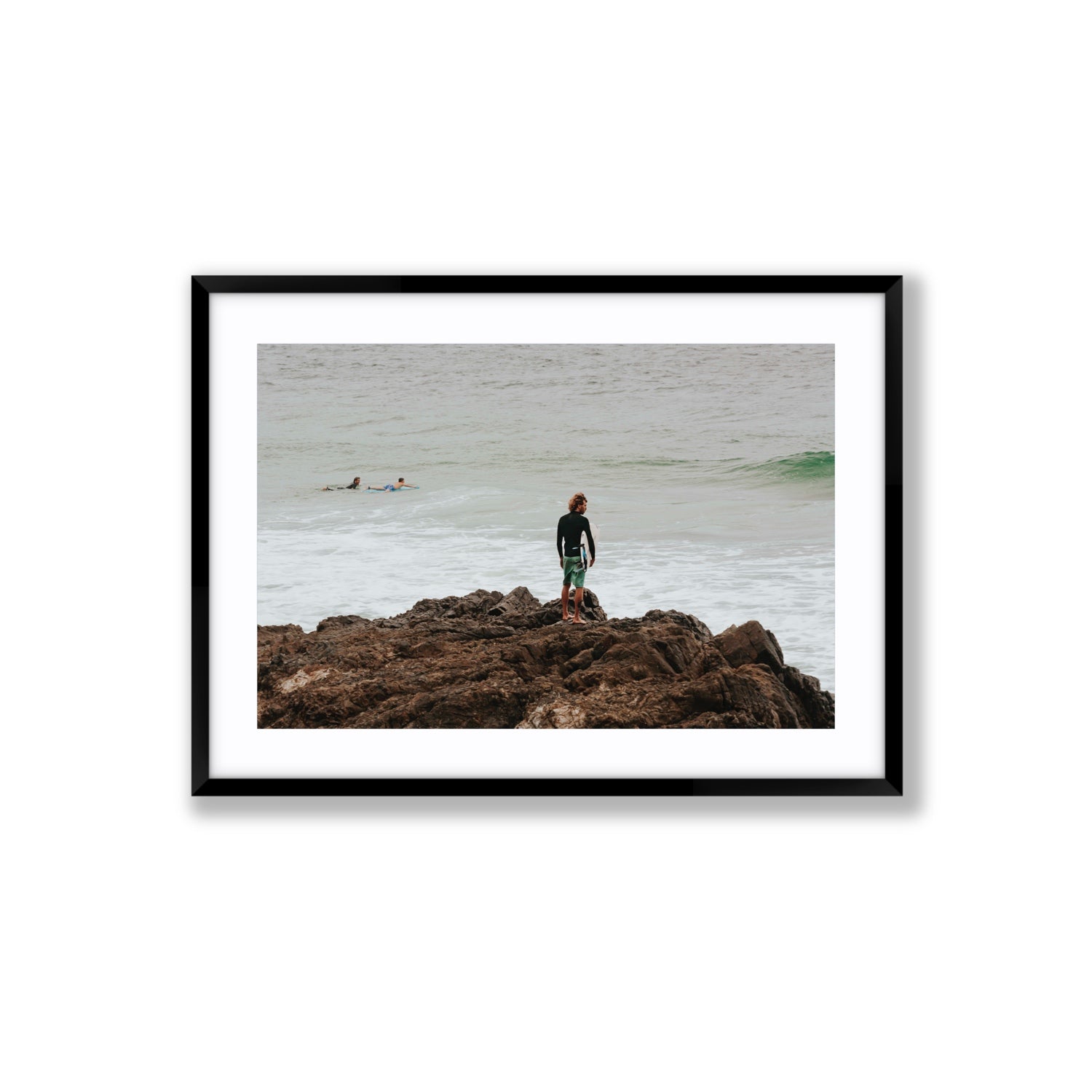 Let The Sea Set You Free Byron Bay Surf wall art Large fine art print in black frame with matboard