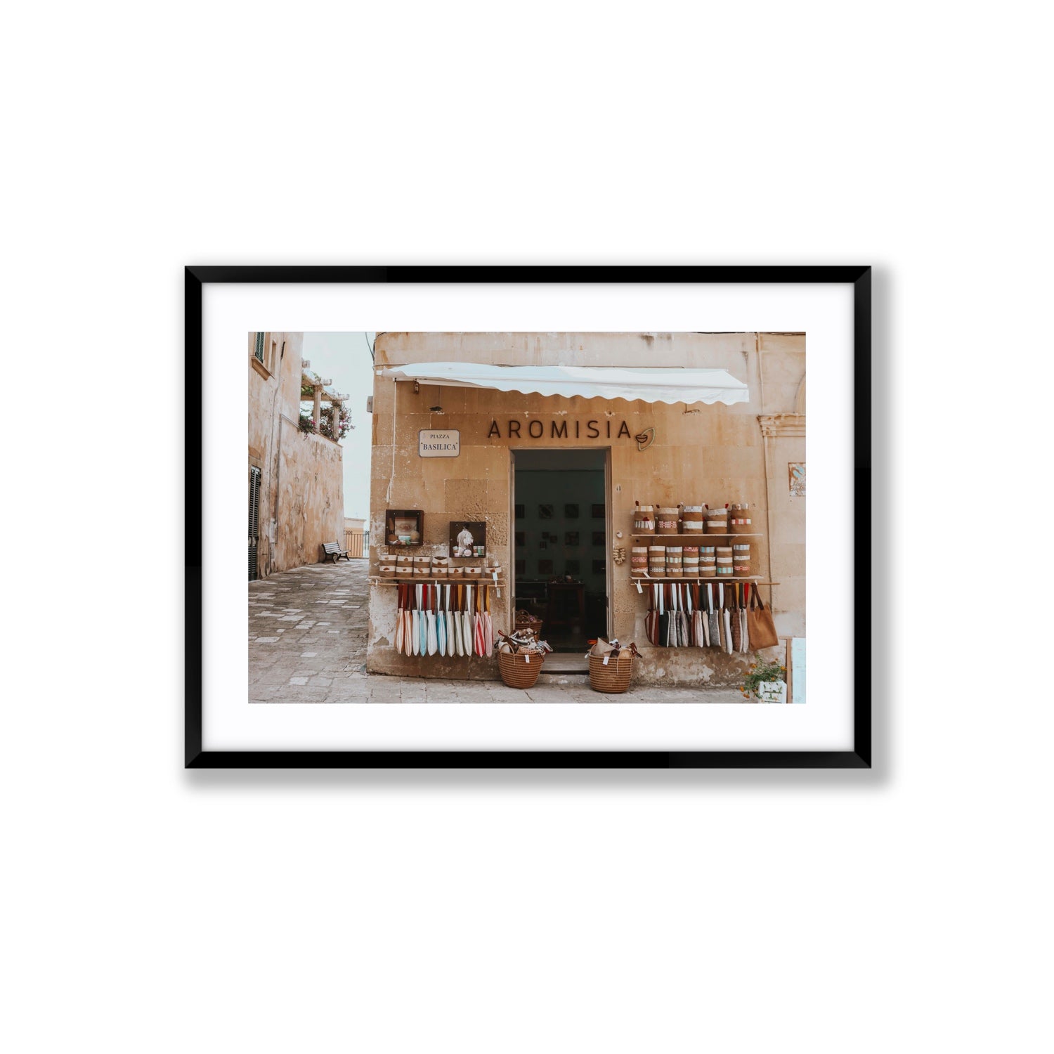 Aromisia Puglia Otranto Italian wall art Large fine art print in black frame with matboard