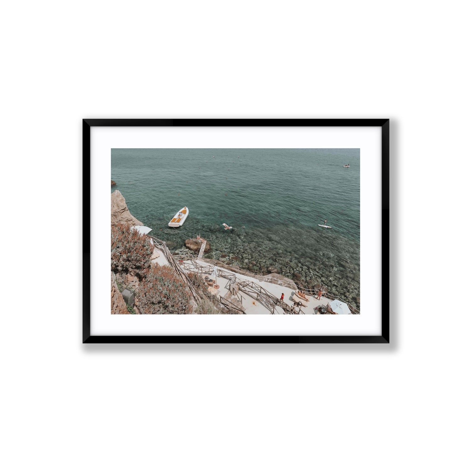 The Lagoon Tuscany coastal Italian wall art Large fine art print in black frame with matboard