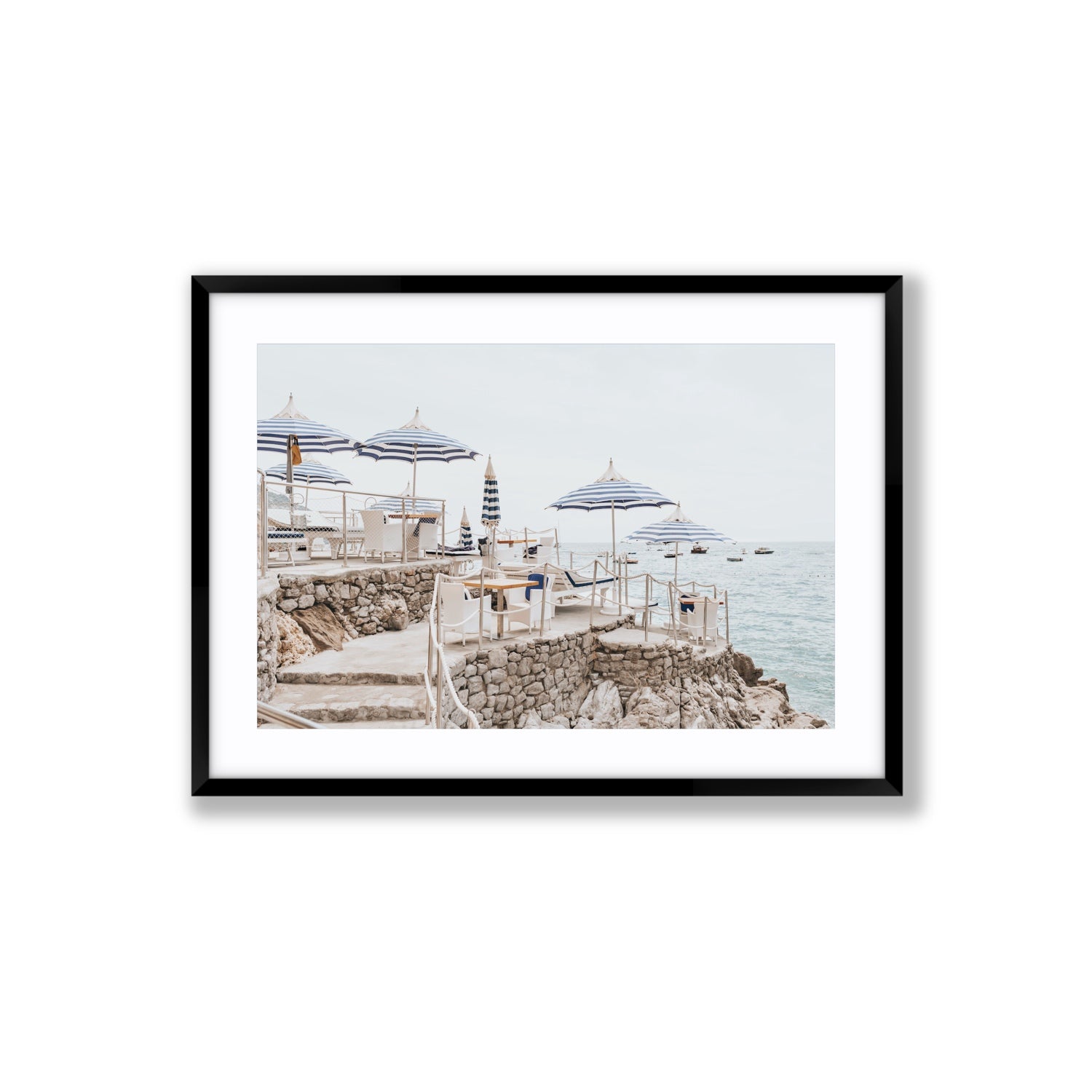 Ombrelloni fine art print, Positano, Italy, Large, Black Frame · Matboard, Fine Art Print
