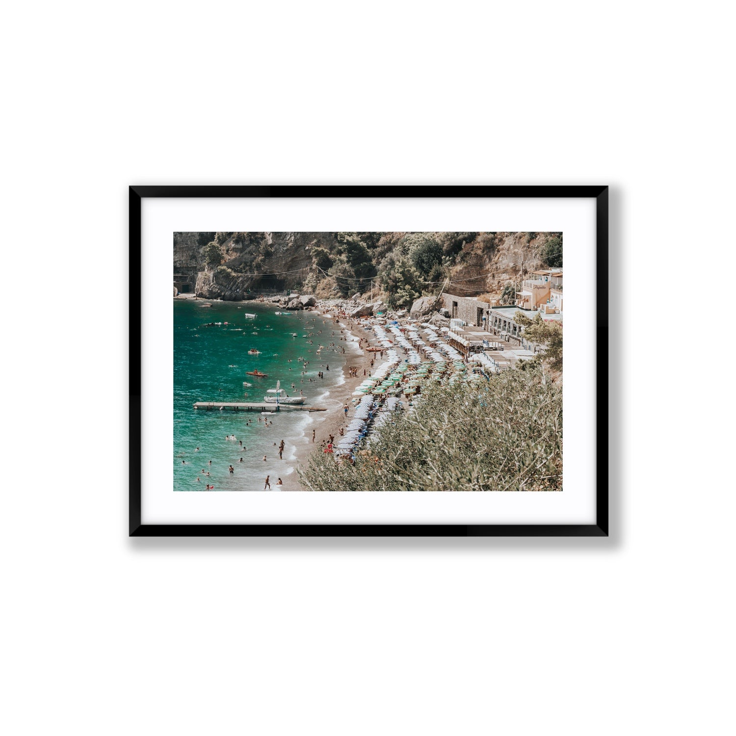 Fornillo Beach fine art print, Positano, Italy, Large, Black Frame · Matboard, Fine Art Print