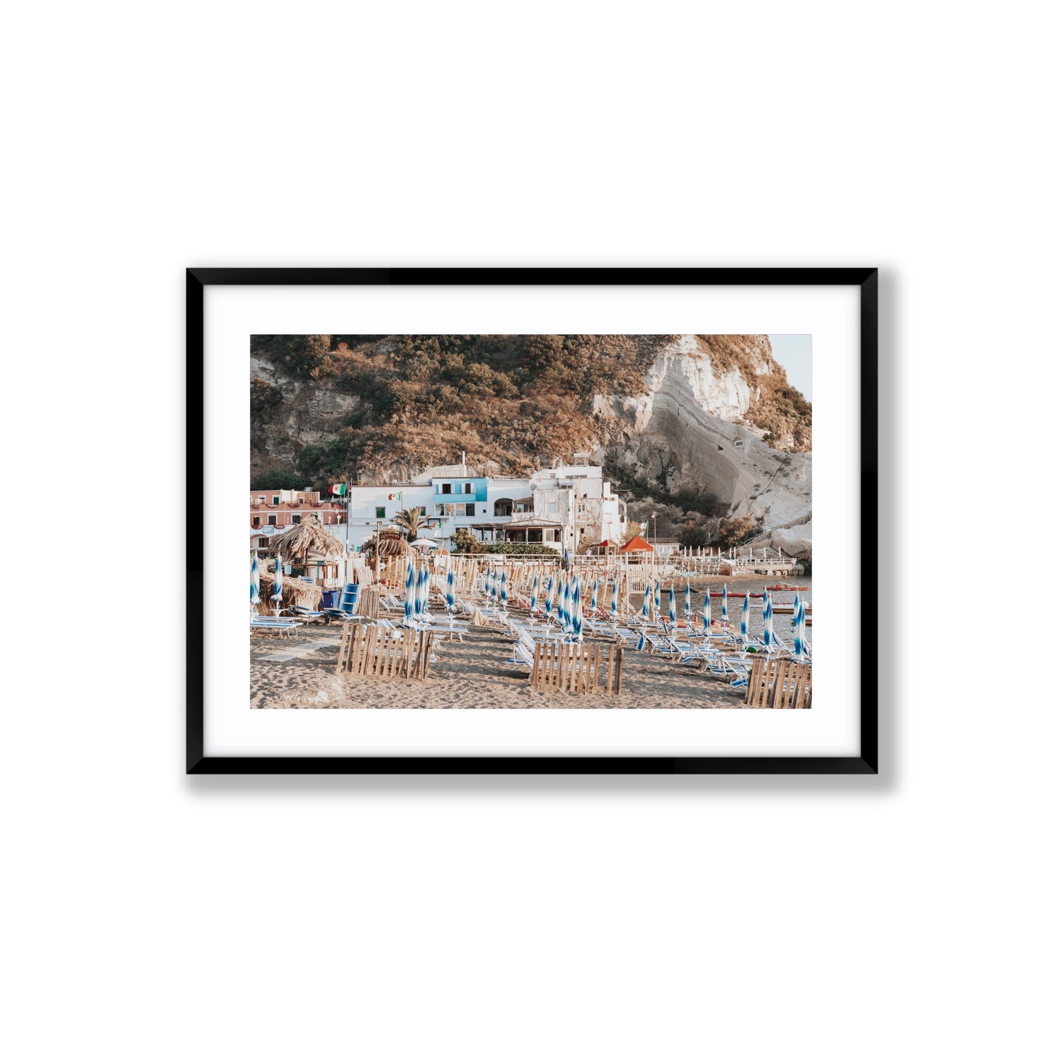 Sant' Angelo Ischia Italian coastal wall art Large fine art print in black frame with matboard