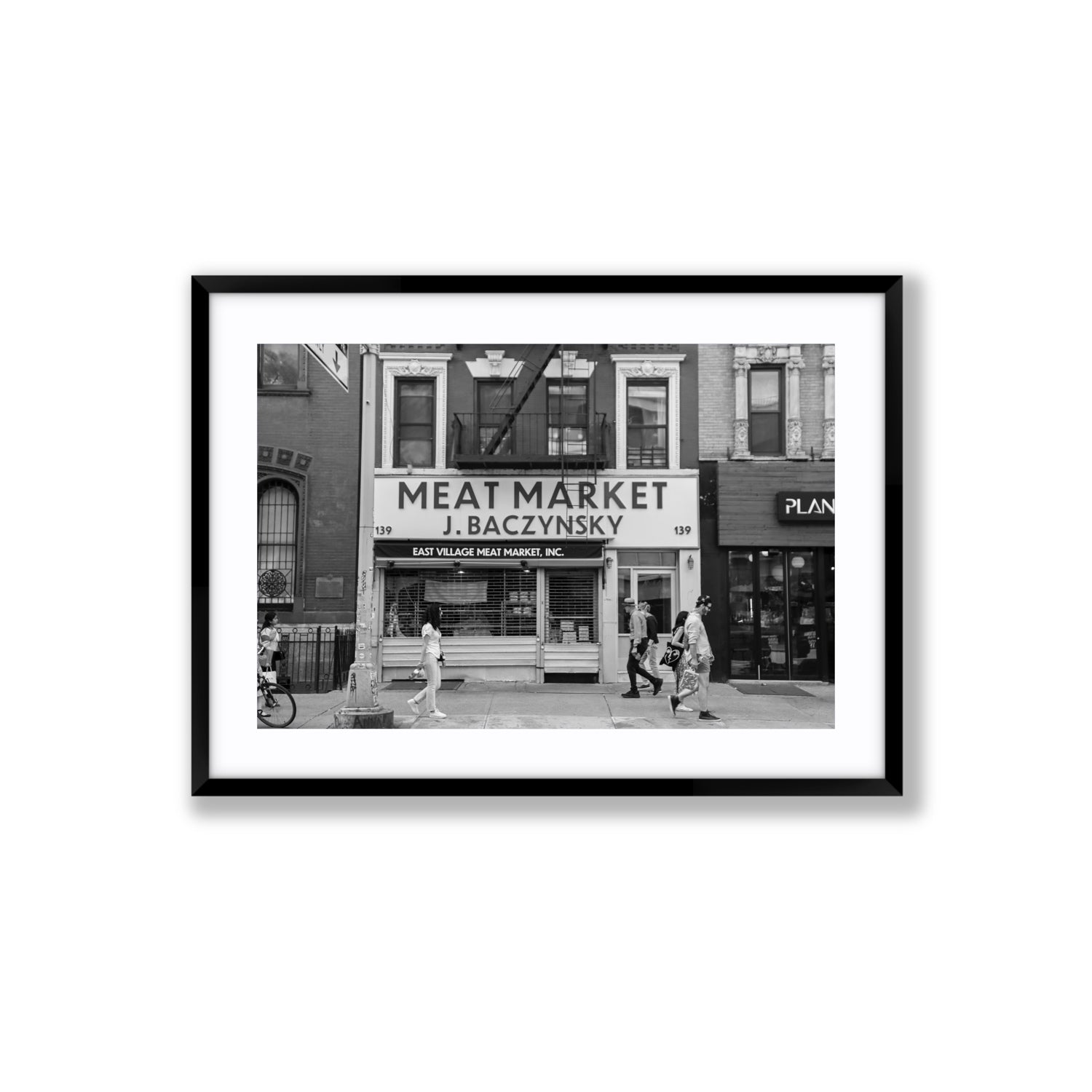 Meat District New York NYC Black & White wall art Large fine art print in black frame with matboard