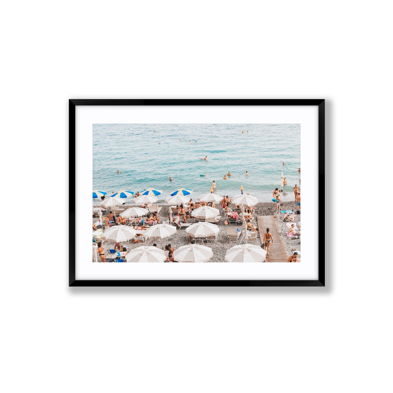 Dreamscape Amalfi Italian beach wall art Large fine art print in black frame with matboard