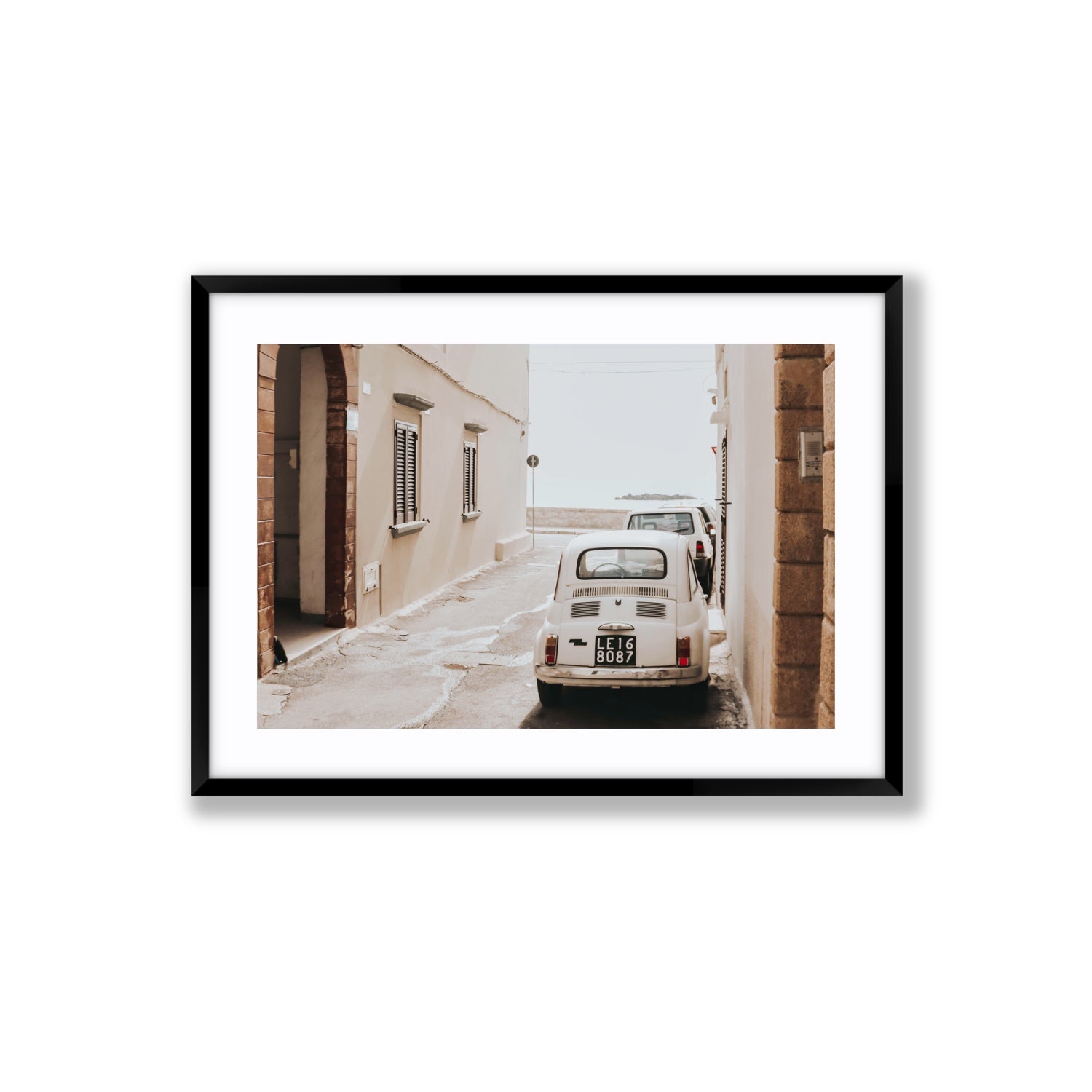 Bambini Lane Puglia Italian wall art Large fine art print in black frame with matboard