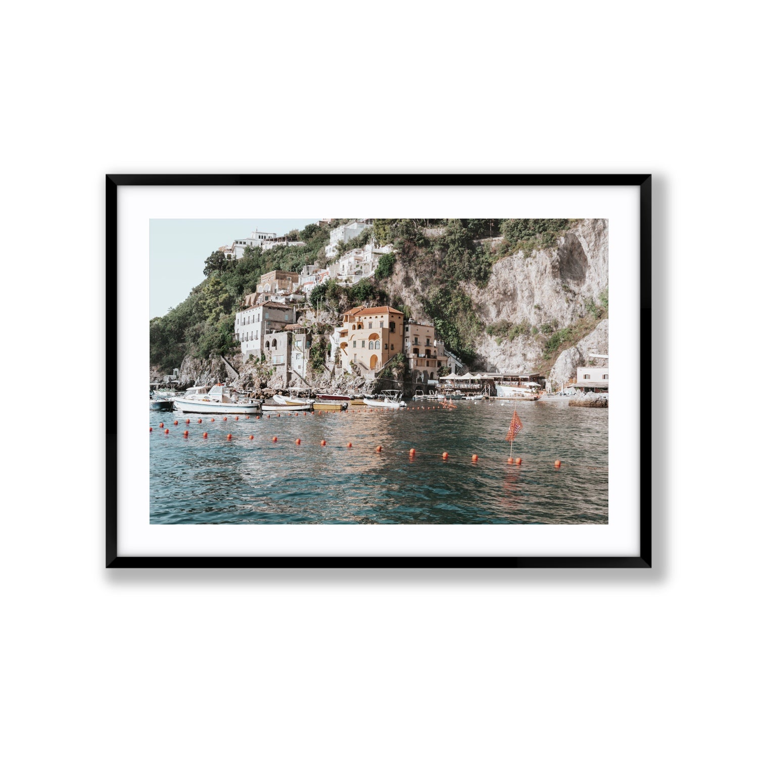 Amalfi Villas fine art print, Amalfi, Italy, coastal scenes artwork, Extra Large, Black Frame · Matboard, Fine Art Print