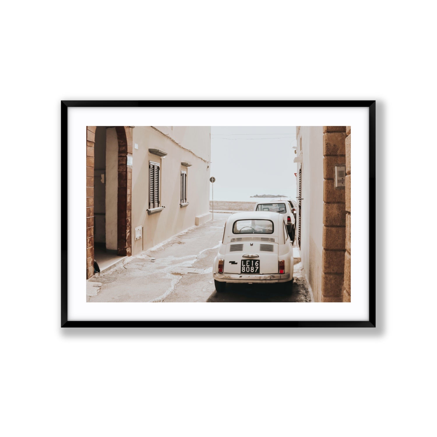 Bambini Lane Puglia Italian wall art Extra Large fine art print in black frame with matboard