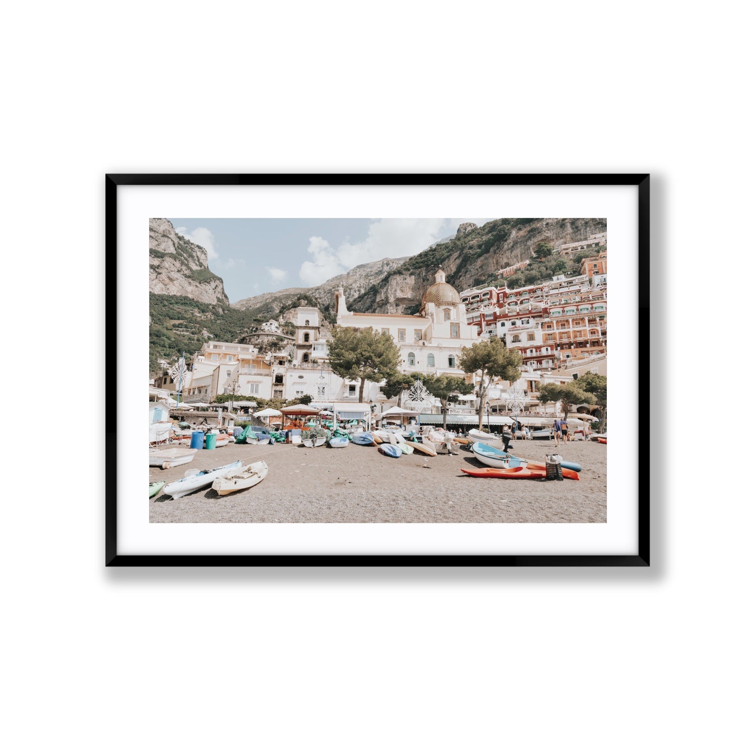 Pastel Paradise fine art print, Positano, Italy, Extra Large, Black Frame · Matboard, Fine Art Print