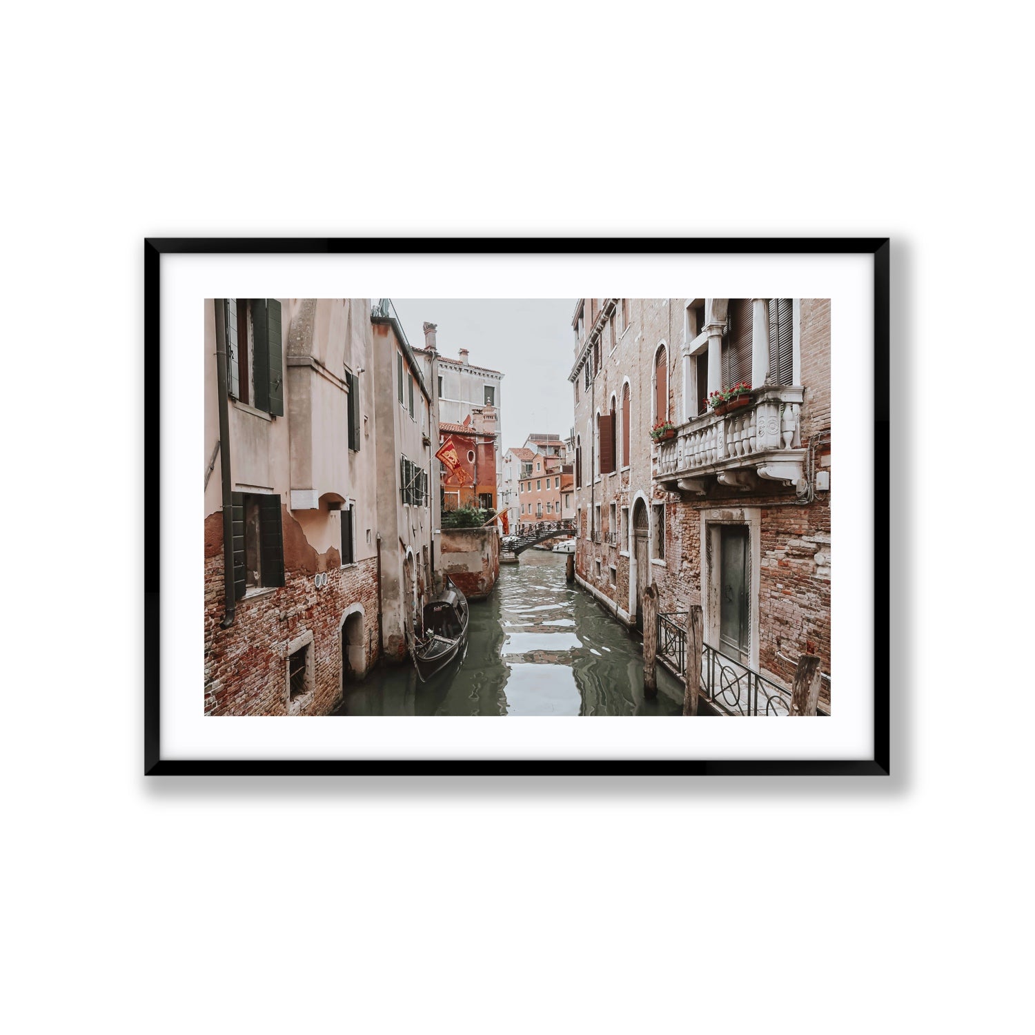 Venetian Gothic Venice Canal Italian wall art Extra Large fine art print in black frame with matboard