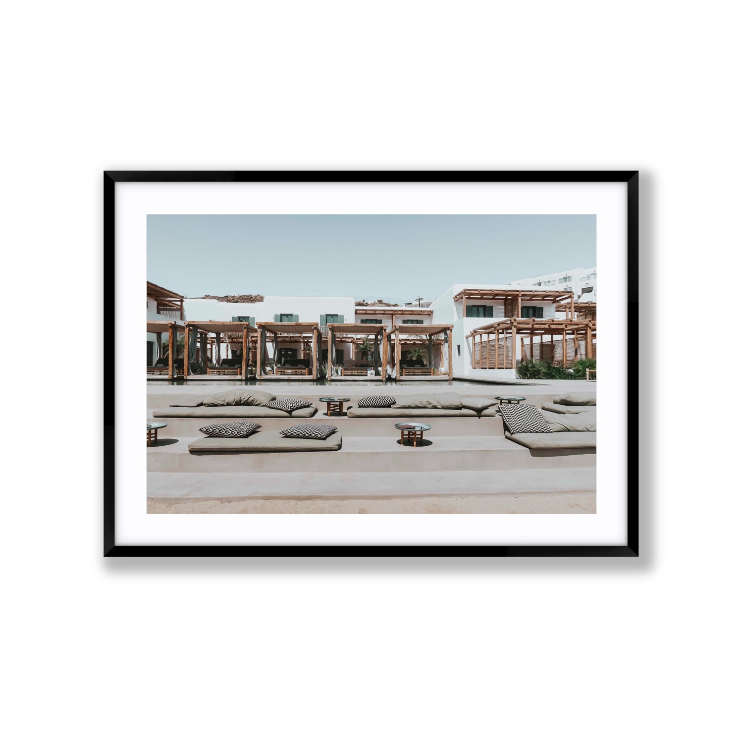 Platis Gialos fine art print, Mykonos, Greece, Extra Large, Black Frame · Matboard, Fine Art Print