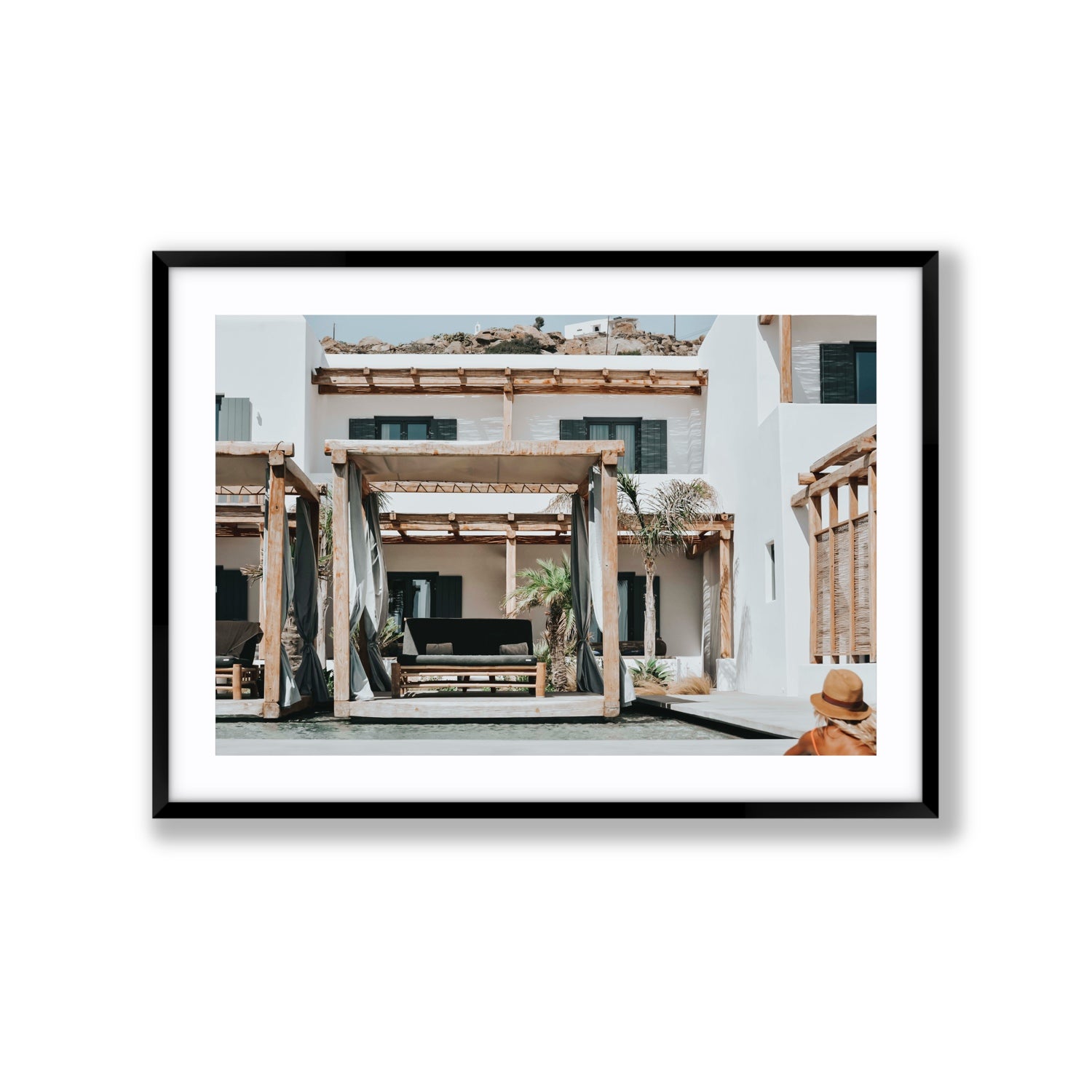 Dream Villa fine art print, Mykonos, Greece, Extra Large, Black Frame · Matboard, Fine Art Print