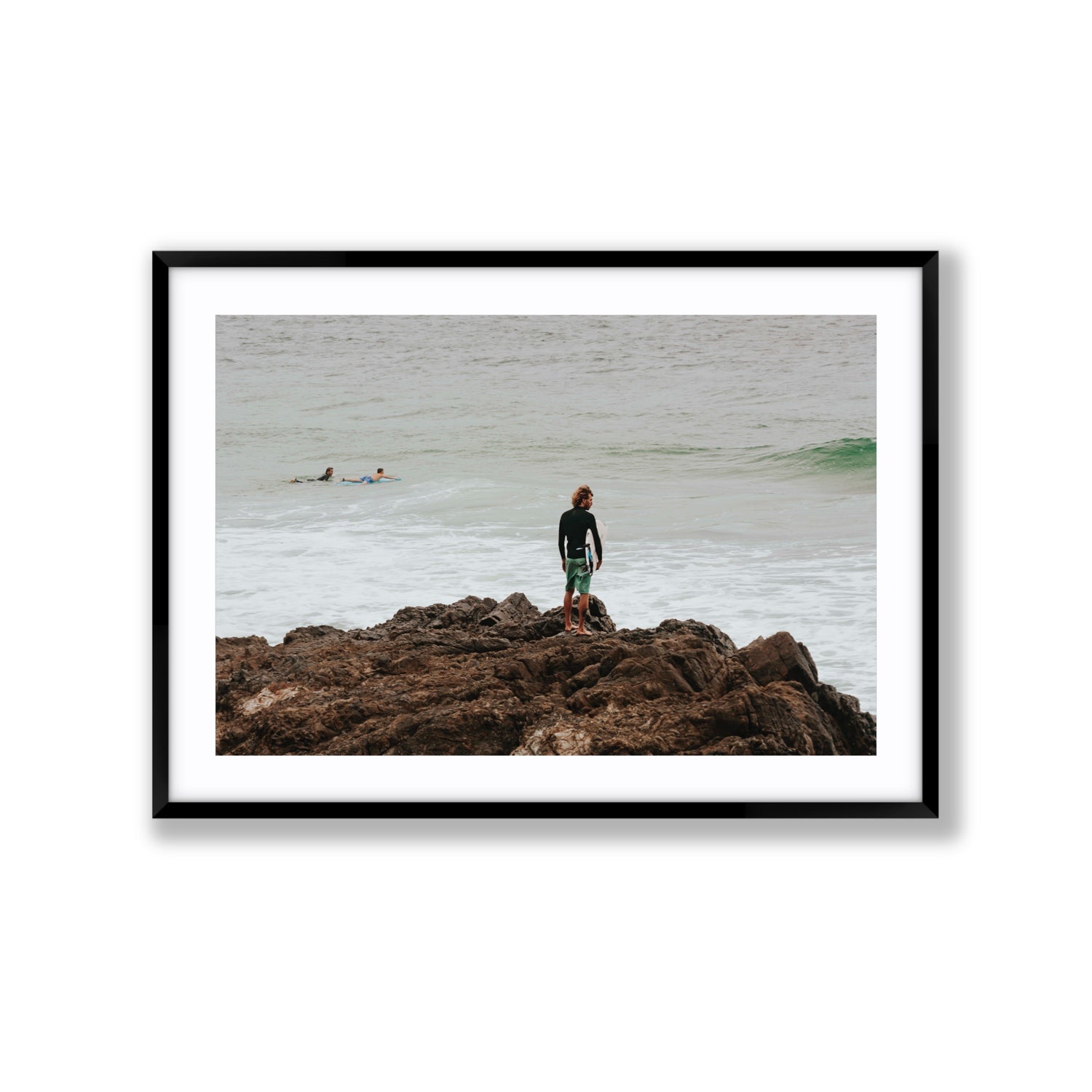 Let The Sea Set You Free Byron Bay Surf wall art Extra Large fine art print in black frame with matboard