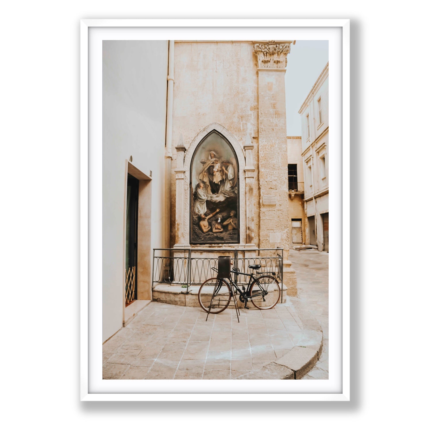 La Chiesa Puglia Otranto Italian wall art Statement fine art print in white frame with matboard