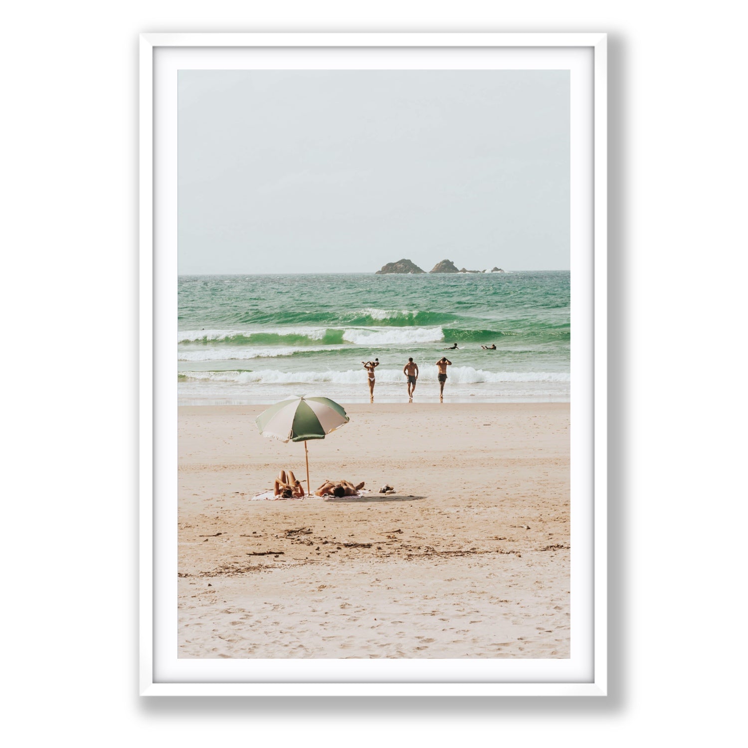 Escape The Ordinary Byron Bay coastal decor wall art Statement fine art print in white frame with matboard