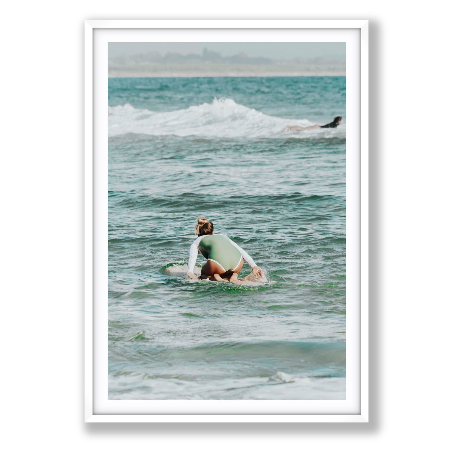 Quincy Byron Bay Surf coastal wall art Statement fine art print in white frame with matboard