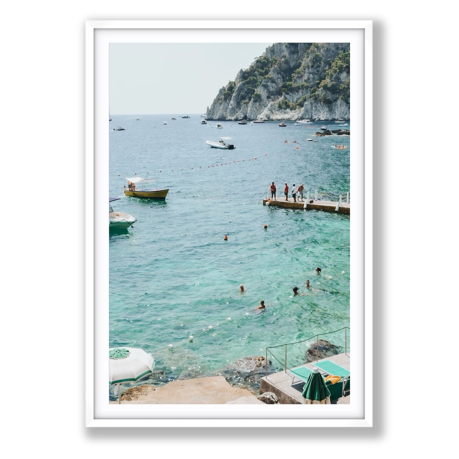 Delizia Pomeridiana Capri coastal wall art Statement fine art print in white frame with matboard