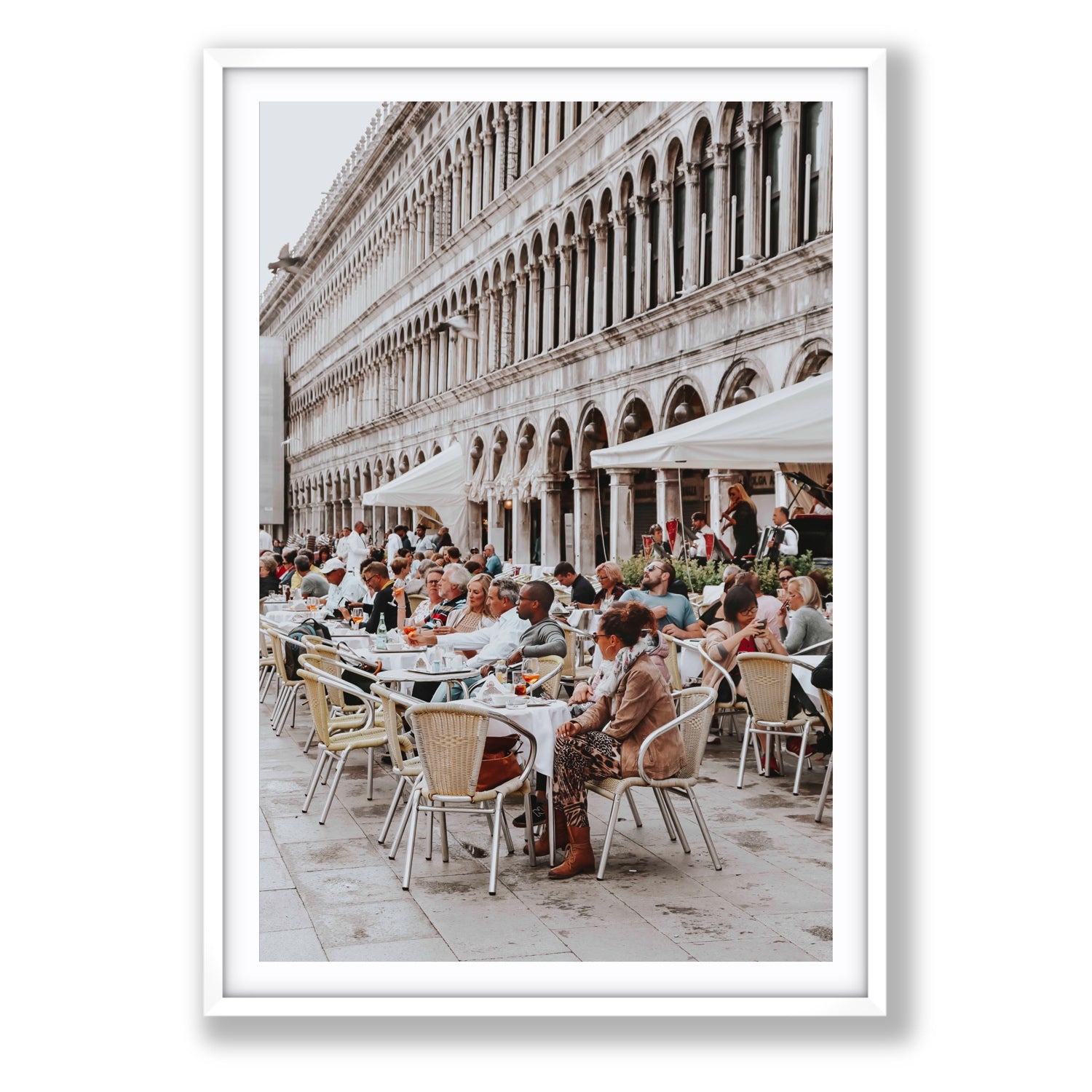 Lunchbreak Venice Italian wall art Statement fine art print in white frame with matboard