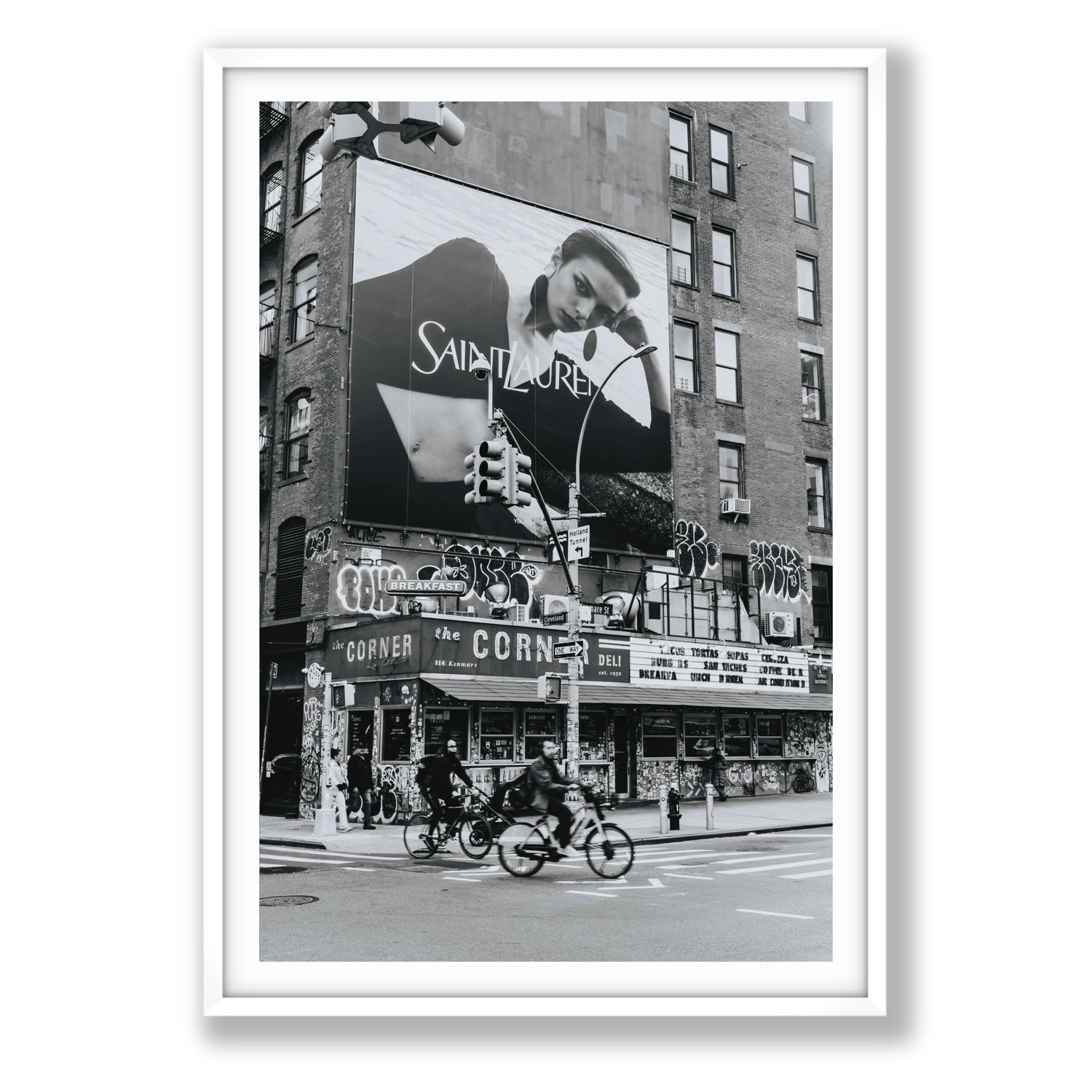 Runway To Rooftops New York NYC Black & White wall art Statement fine art print in white frame with matboard