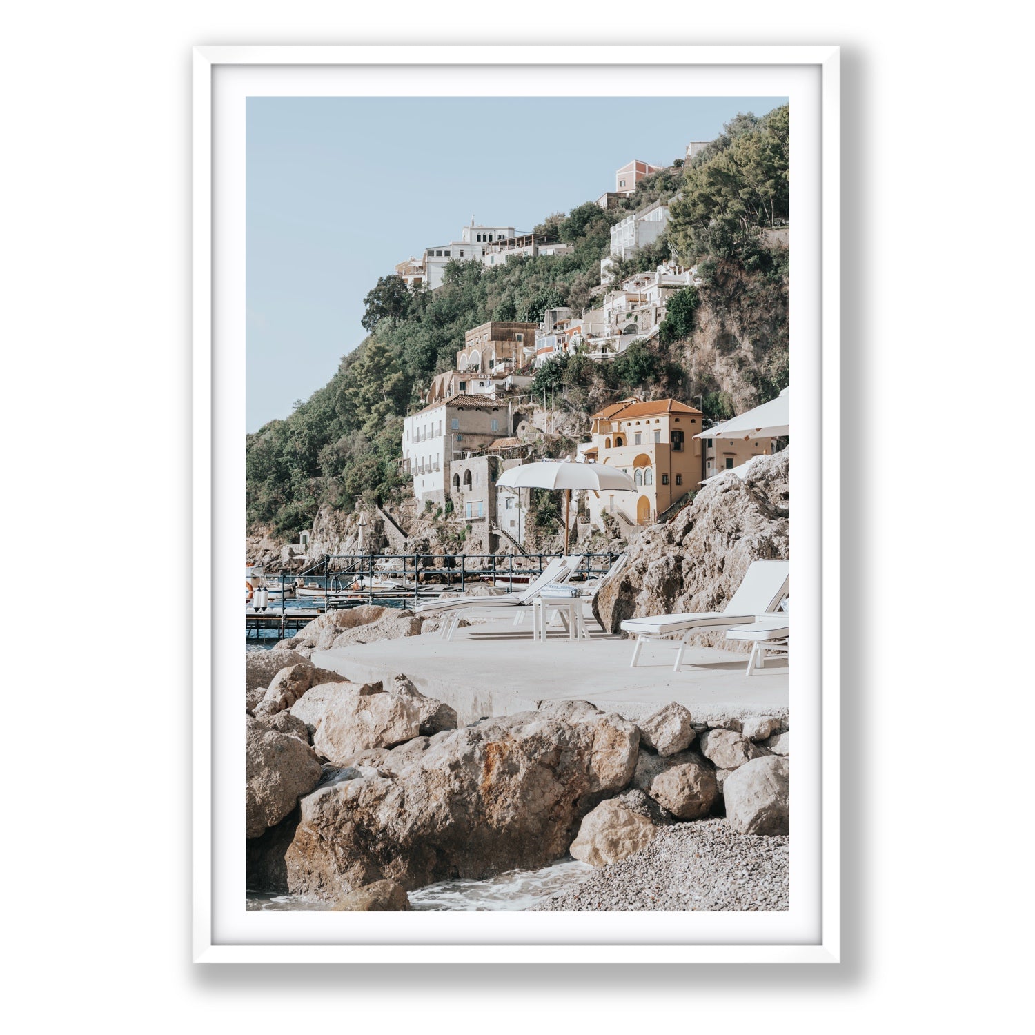 Dolce Coast Amalfi travel photography wall art statement fine art print in white frame with matboard