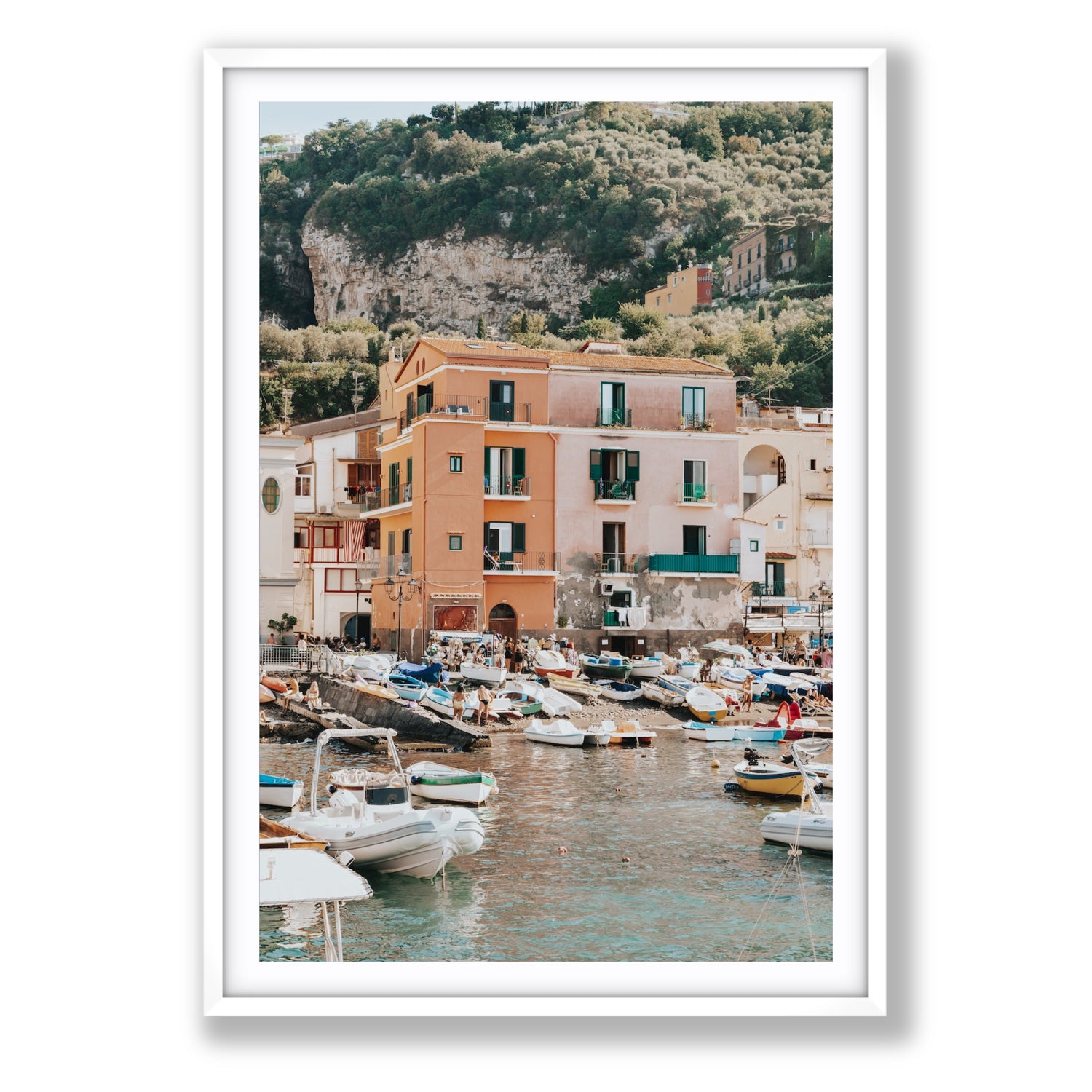 Boatyard Bliss fine art print, Sorrento, Italy, Statement, White Frame · Matboard, Fine Art Print