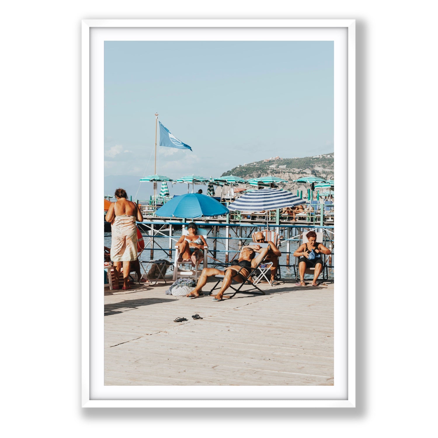 The Golden Years Sorrento Italian wall art Statement fine art print in white frame with matboard