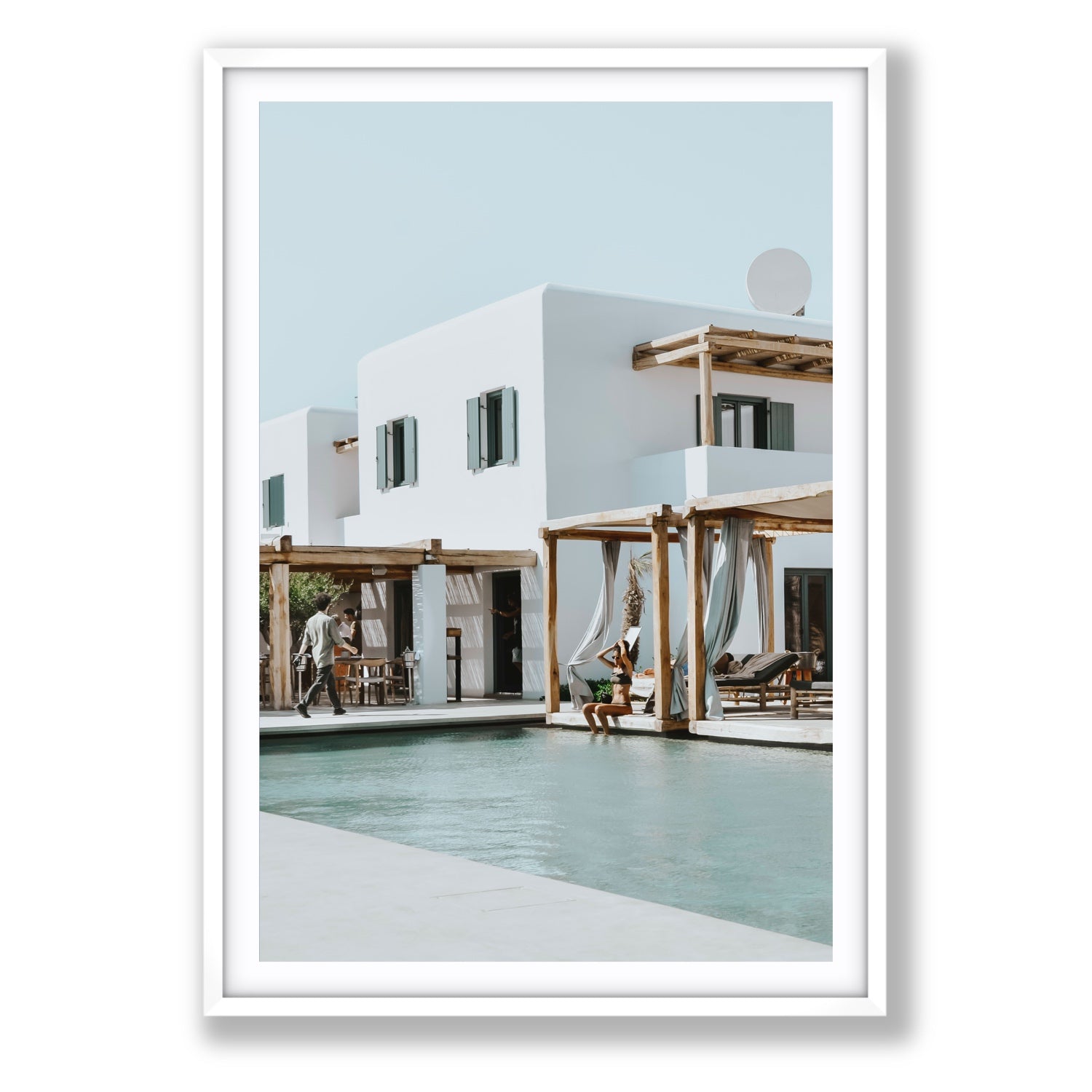 Aphrodite Mykonos Greek island wall art Statement fine art print in white frame with matboard
