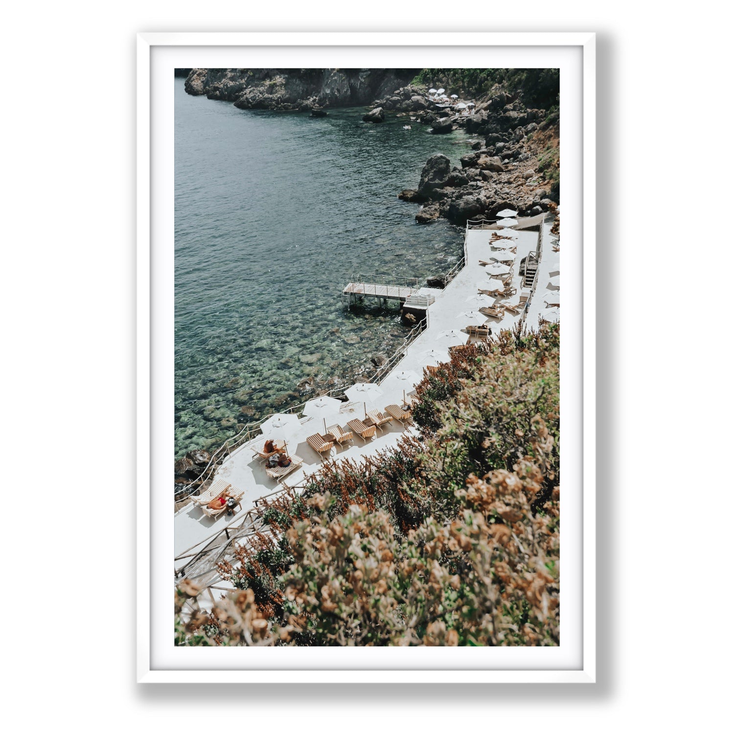 Go Beyond The Postcard Tuscany coastal wall art Statement fine art print in white frame with matboard