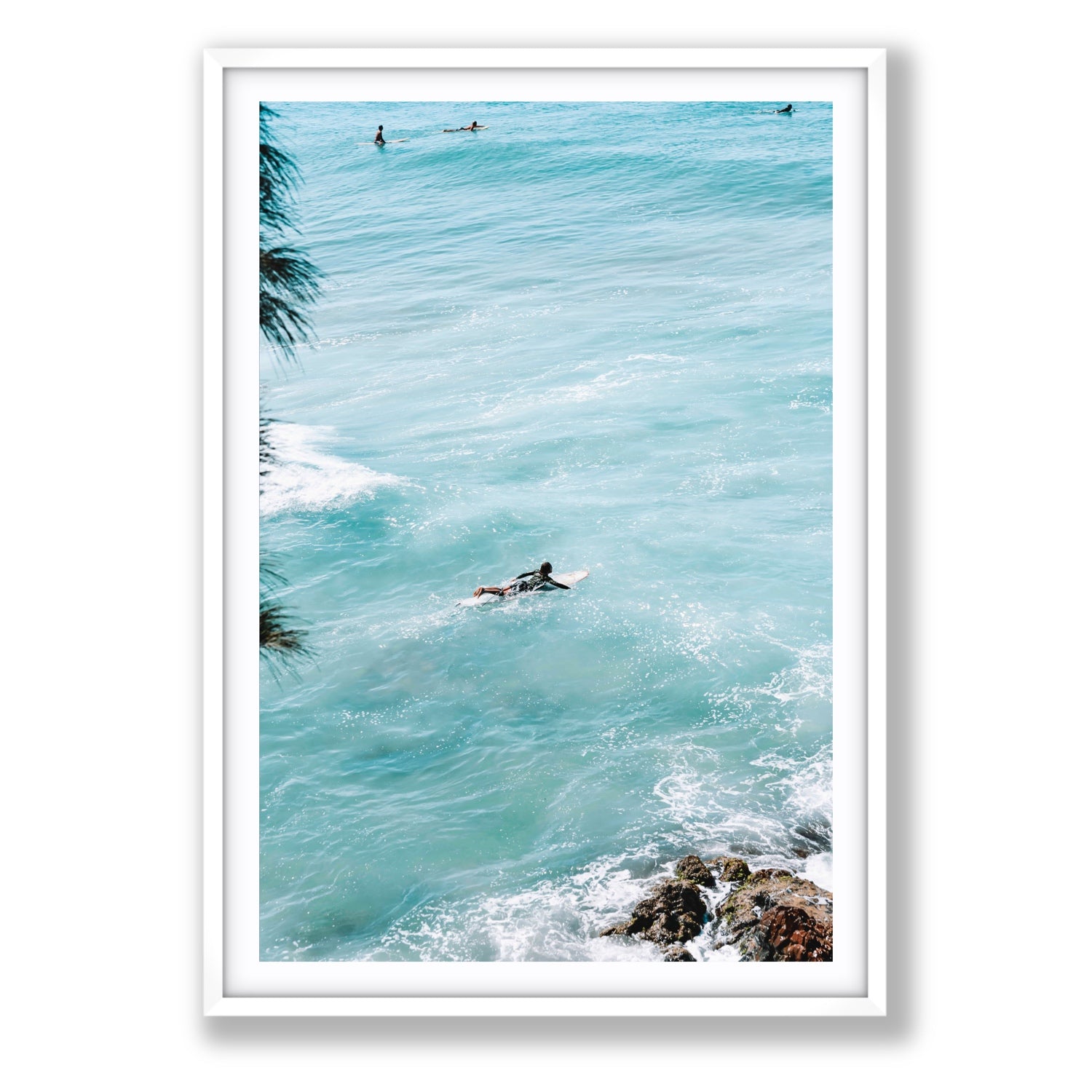 Blue Crush fine art print, Byron Bay, Australia, Statement, White Frame · Matboard, Fine Art Print