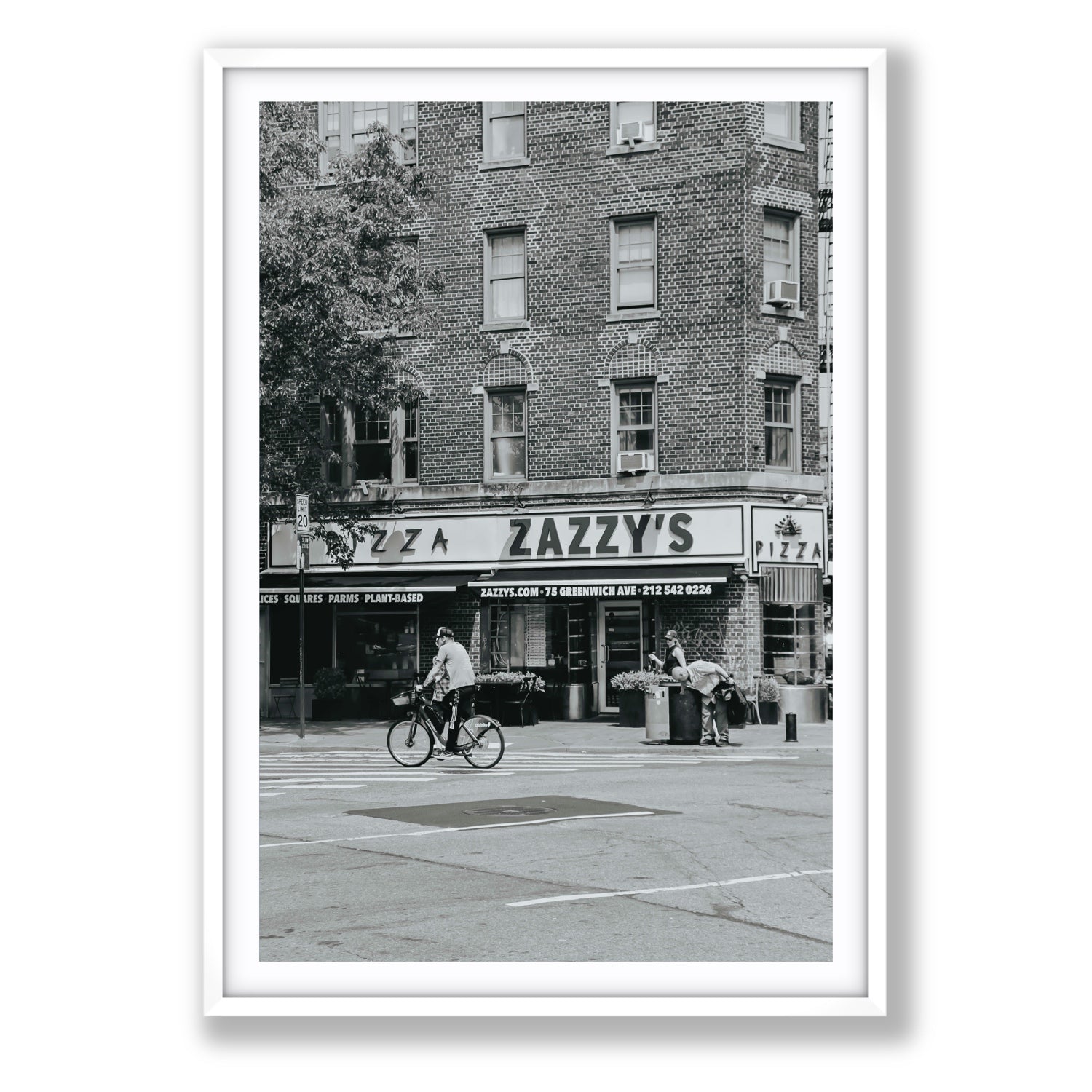 Zazzy's New York NYC Black & White wall art Statement fine art print in white frame with matboard