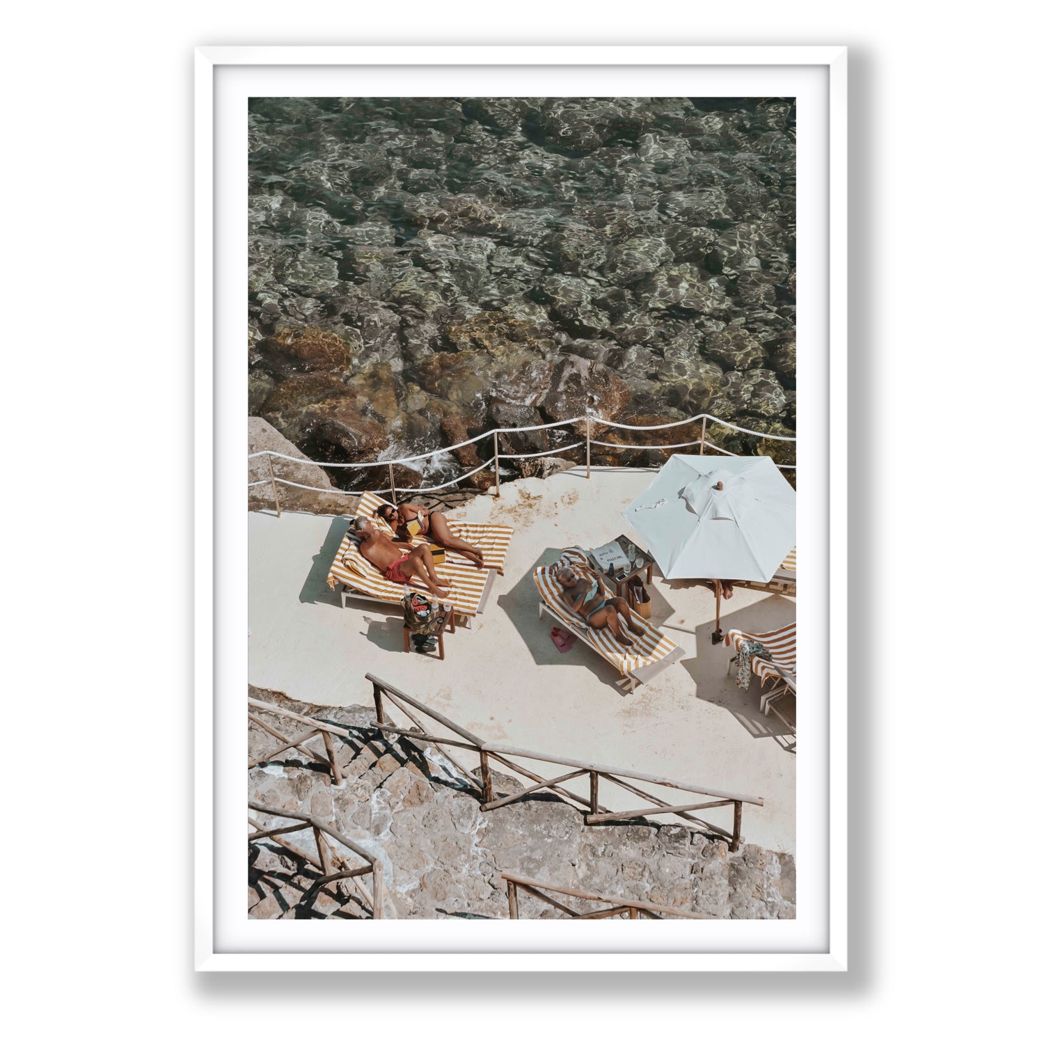 Lounge Lizards Tuscany Italian decor wall art Statement fine art print in white frame with matboard