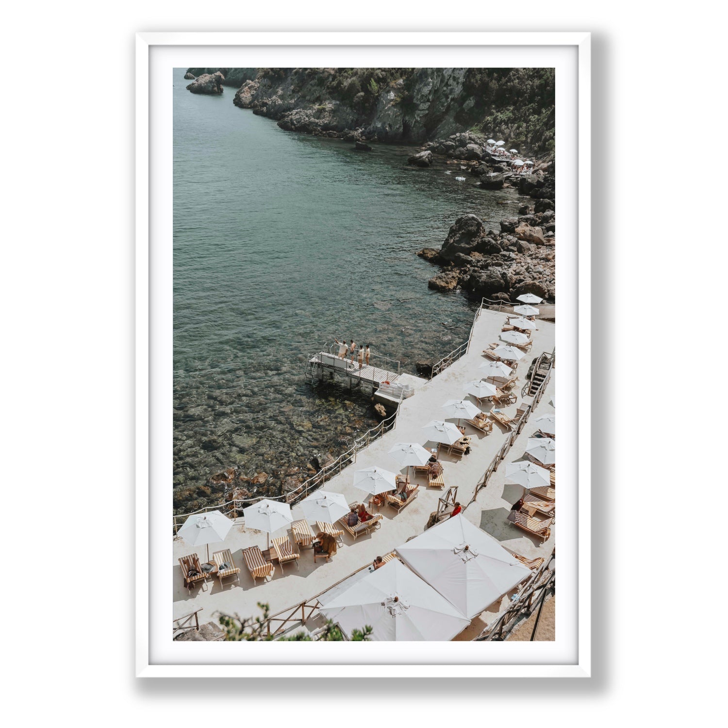 Pier Perspectives Tuscany coastal Italian wall art Statement fine art print in white frame with matboard
