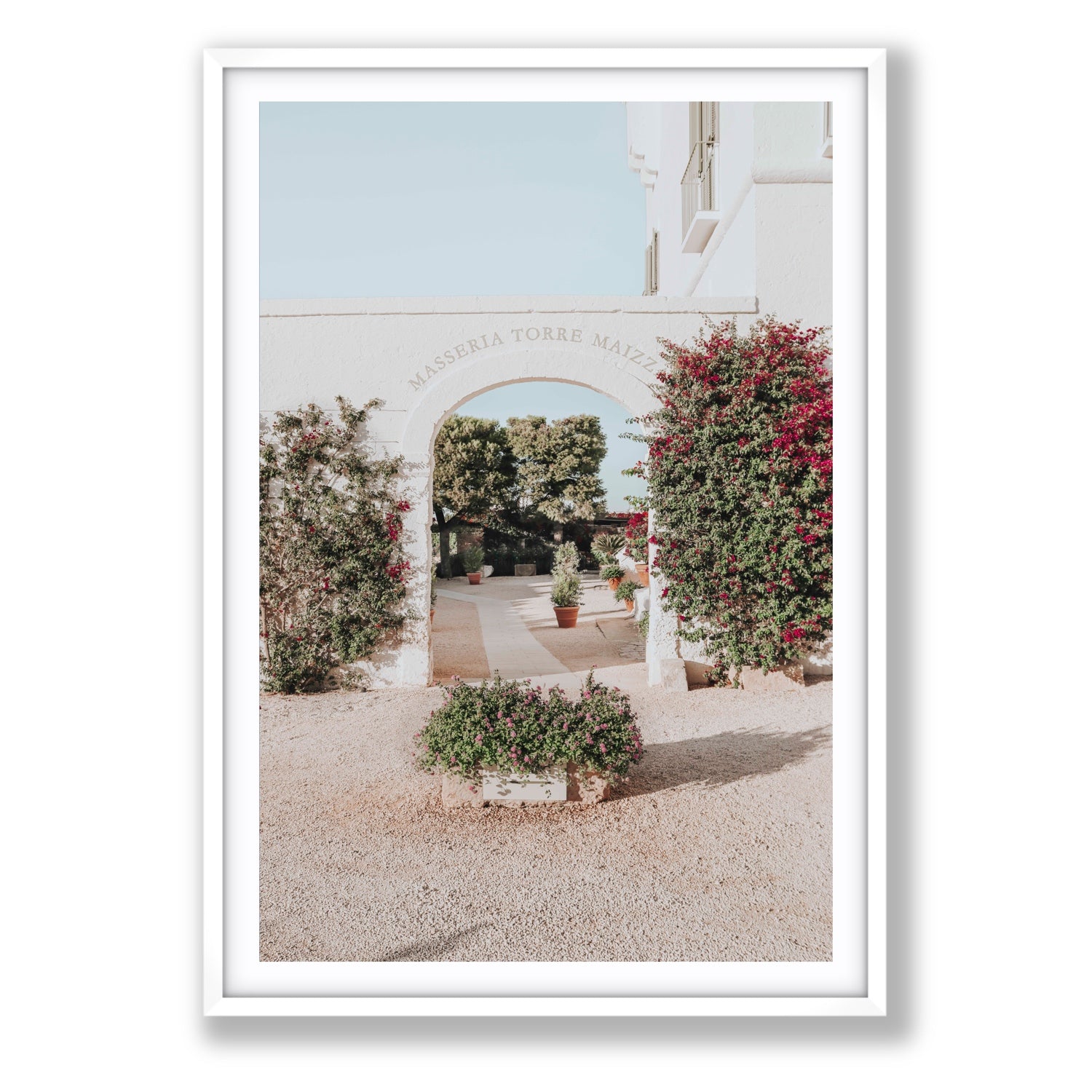Torre Maizza Puglia Italian wall art Statement fine art print in white frame with matboard