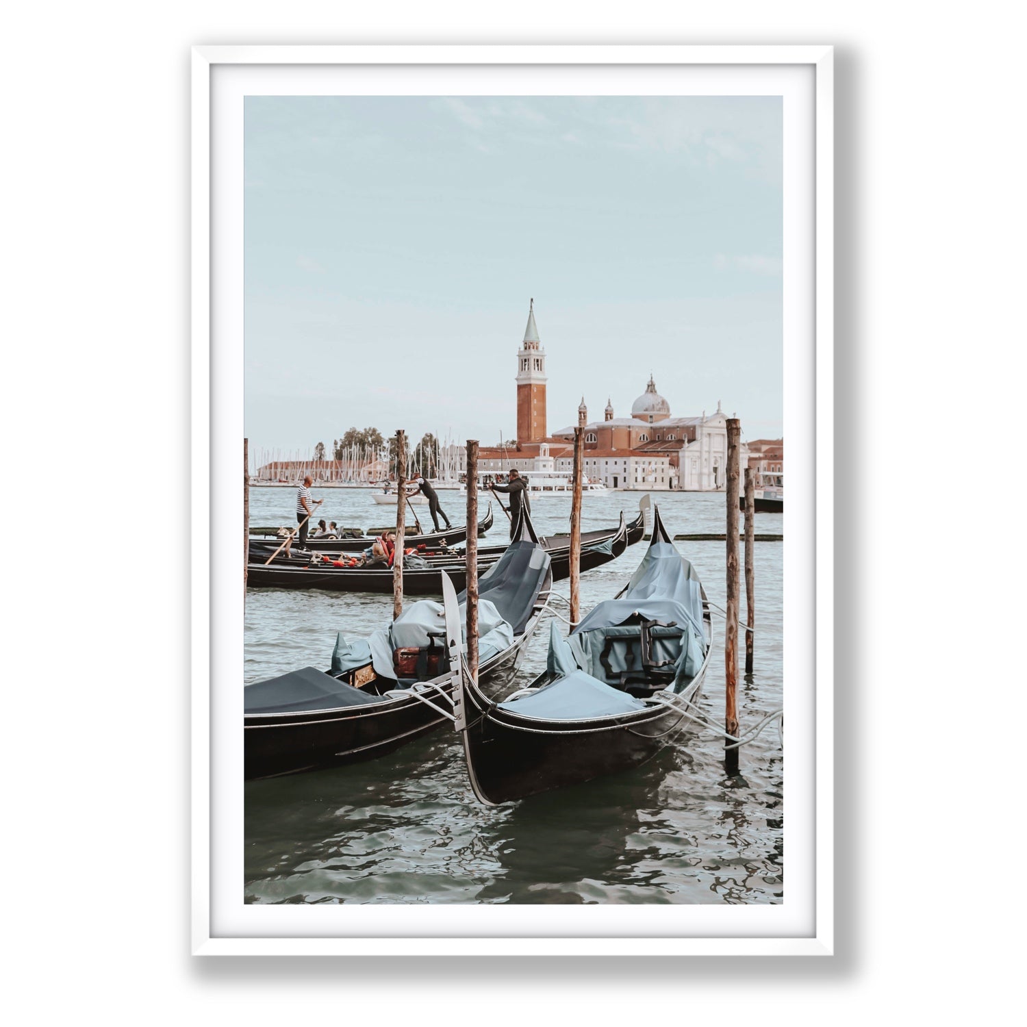 Italian Commute Venice Italian Mediterranean decor wall art Statement fine art print in white frame with matboard