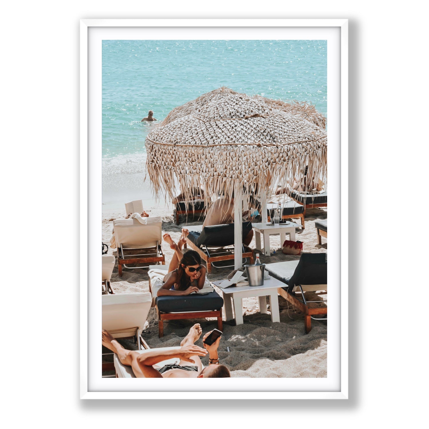 In The Zone Mykonos Greek island wall art Statement fine art print in white frame with matboard