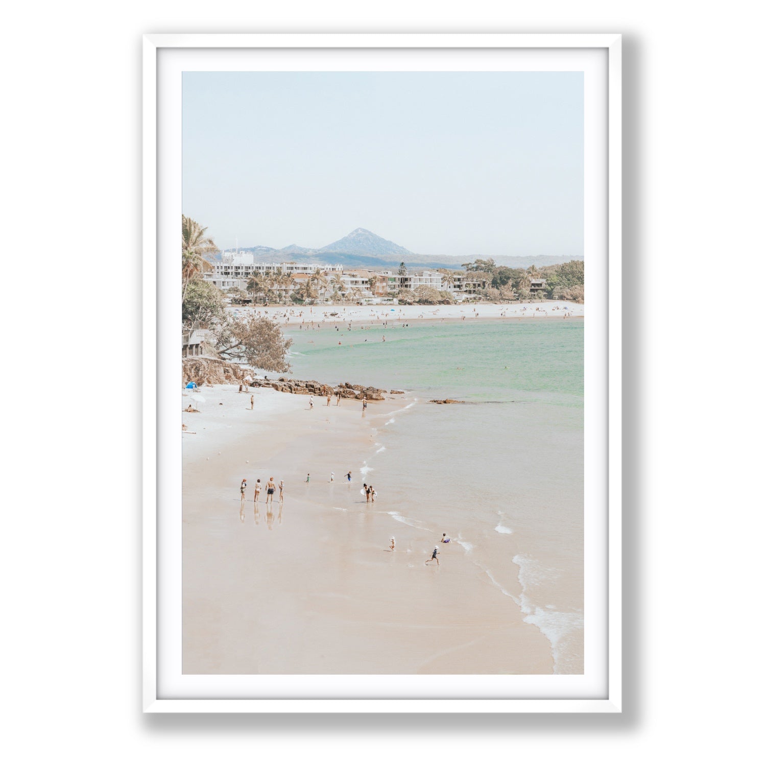 Little Cove Shallows fine art print, Noosa, Australia, coastal scenes artwork, Statement, White Frame · Matboard, Fine Art Print