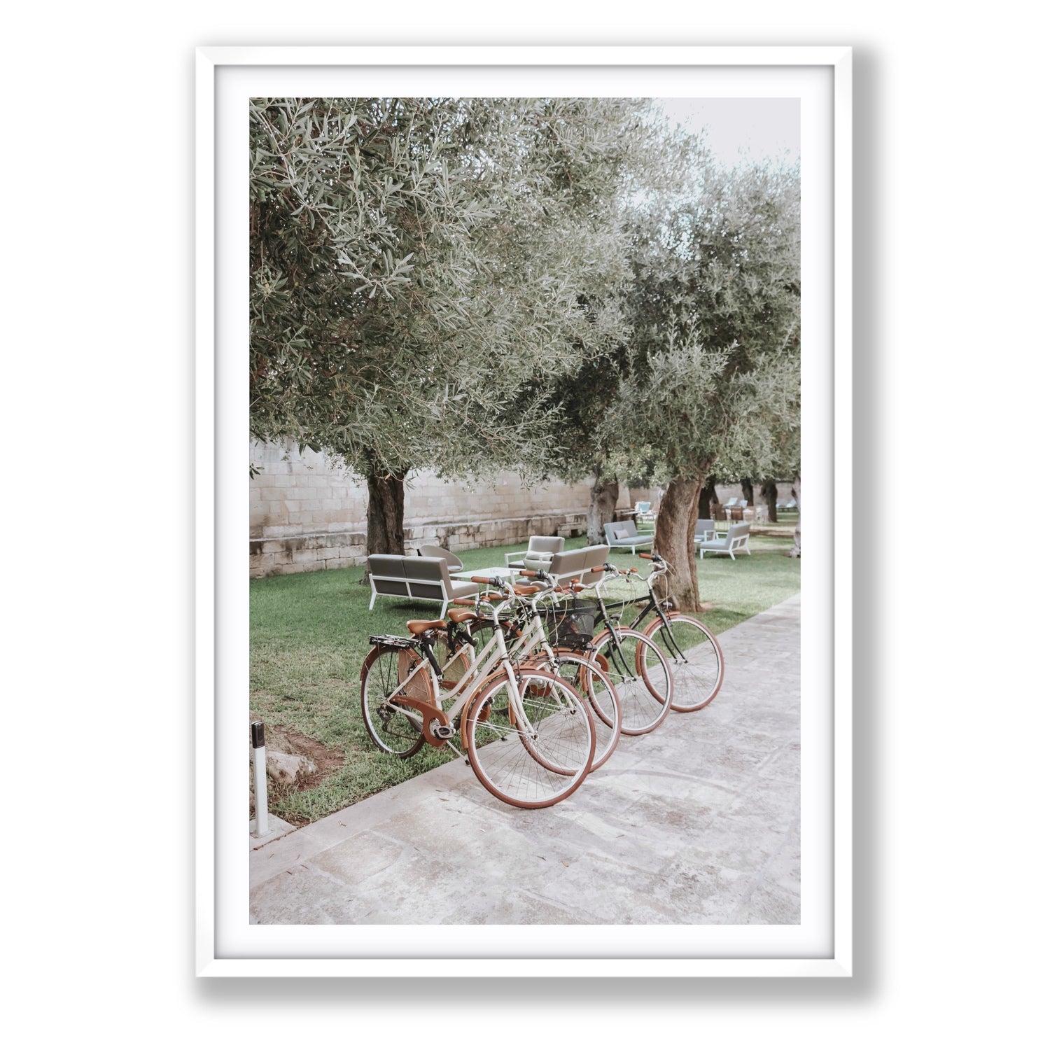 Classic Cruisers Puglia wall art Statement fine art print in white frame with matboard