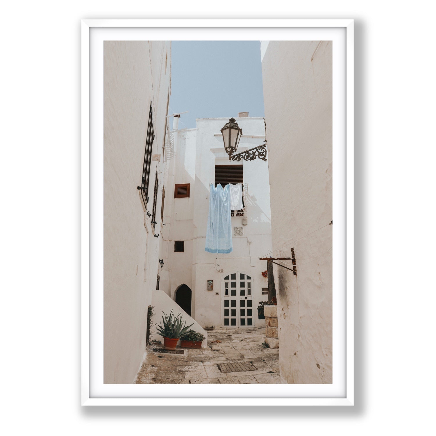 Laundry Day fine art print, Puglia, Italy, Statement, White Frame · Matboard, Fine Art Print