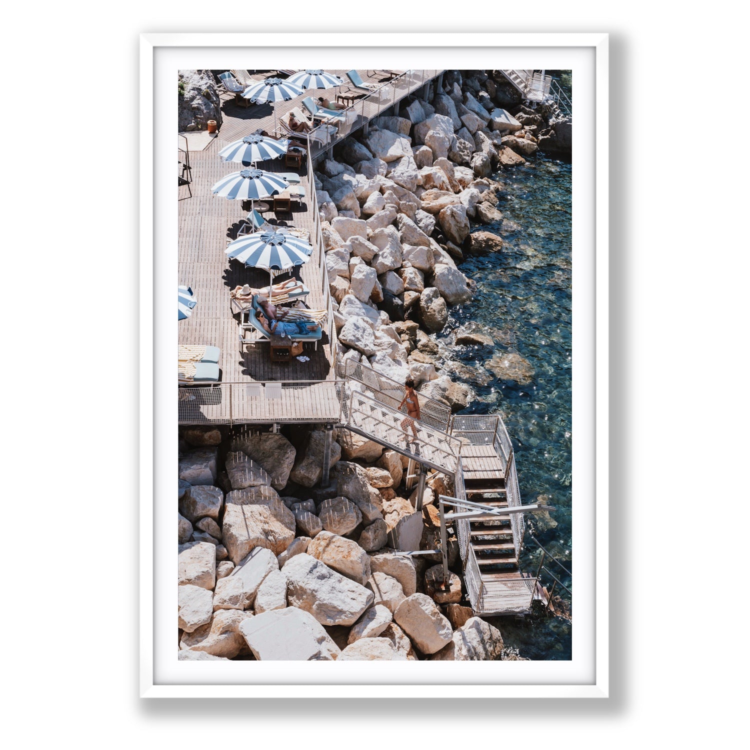 Life On The Shore fine art print, Ischia, Italy, Statement, White Frame · Matboard, Fine Art Print
