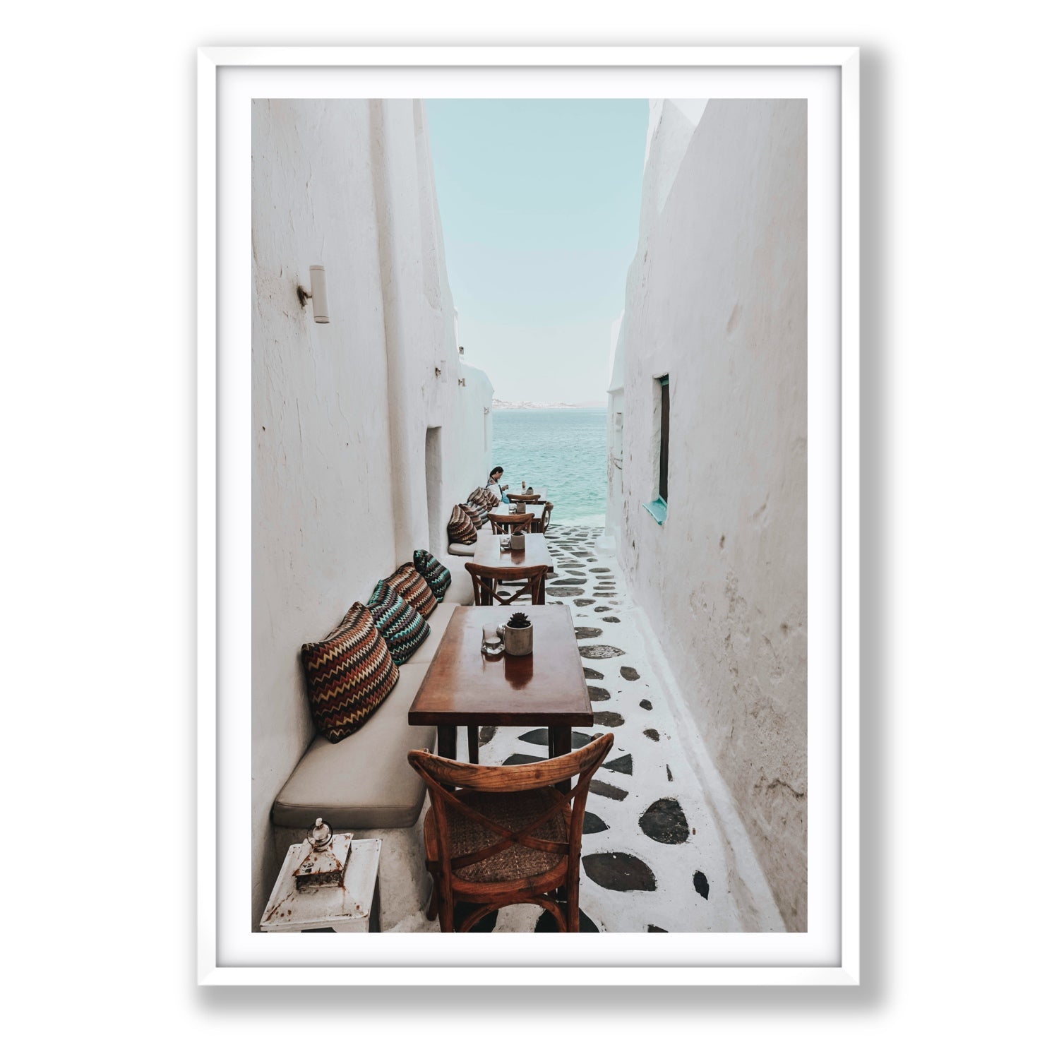 Trip Down Memory Lane fine art print, Mykonos, Greece, Statement, White Frame · Matboard, Fine Art Print