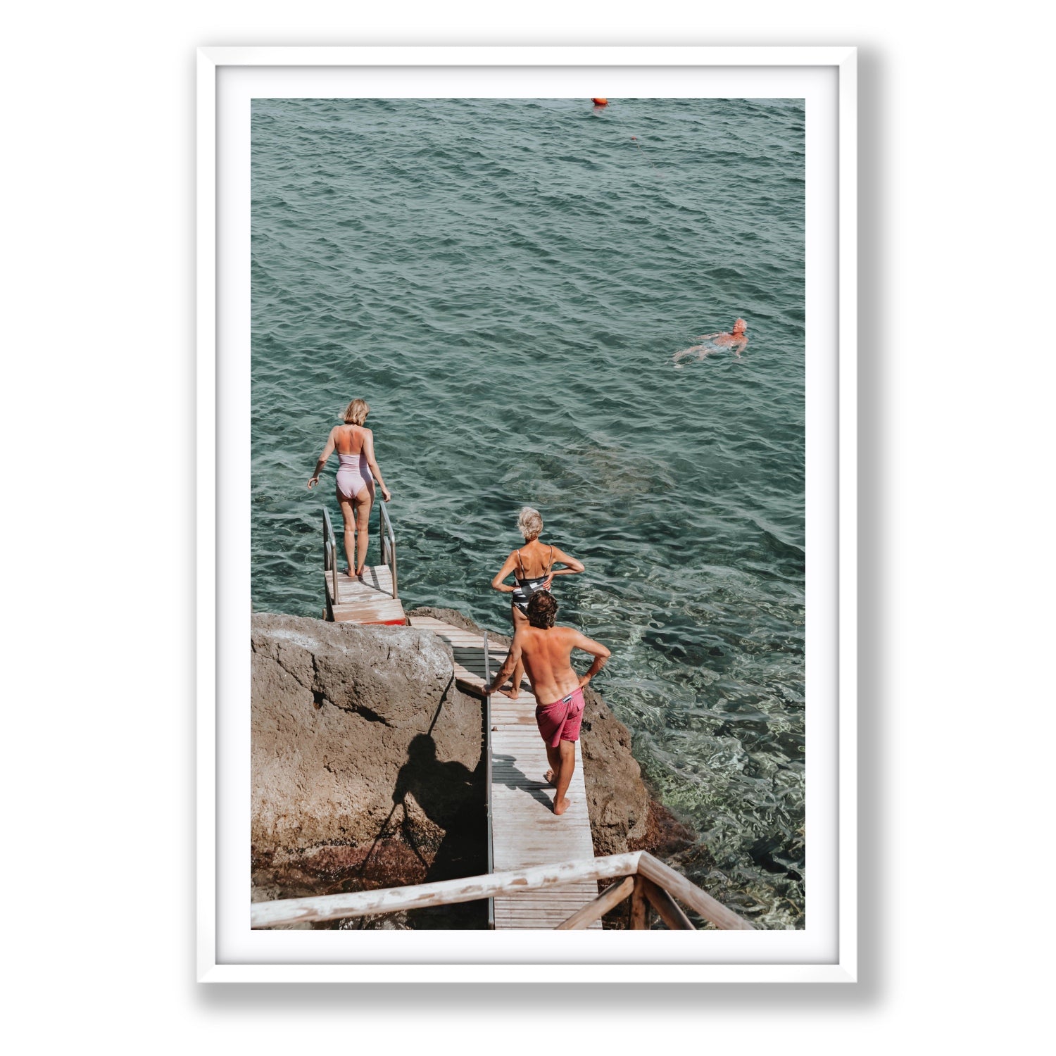 Freewheeling Spirit Tuscany coastal Italian wall art Statement fine art print in white frame with matboard