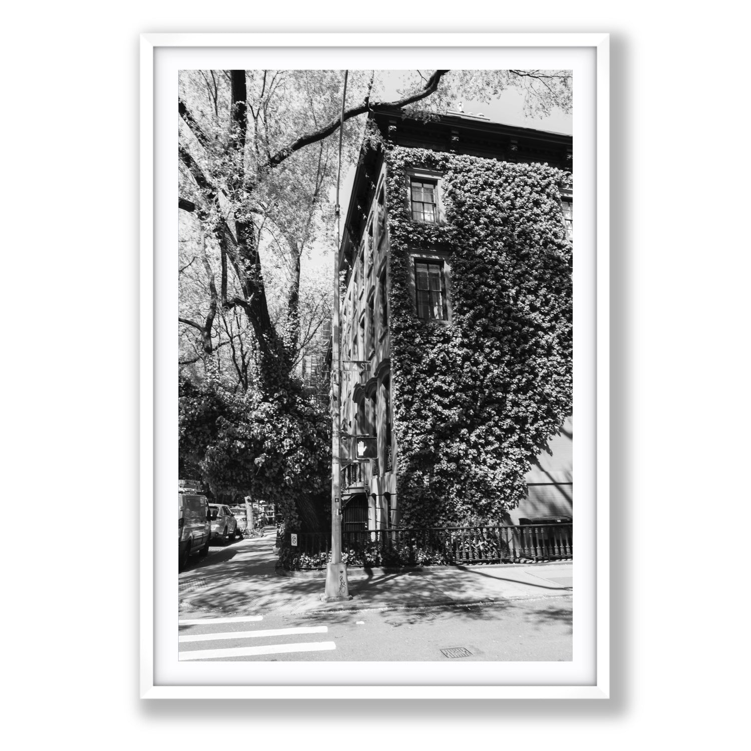 Vertical Garden New York NYC Black & White wall art Statement fine art print in white frame with matboard